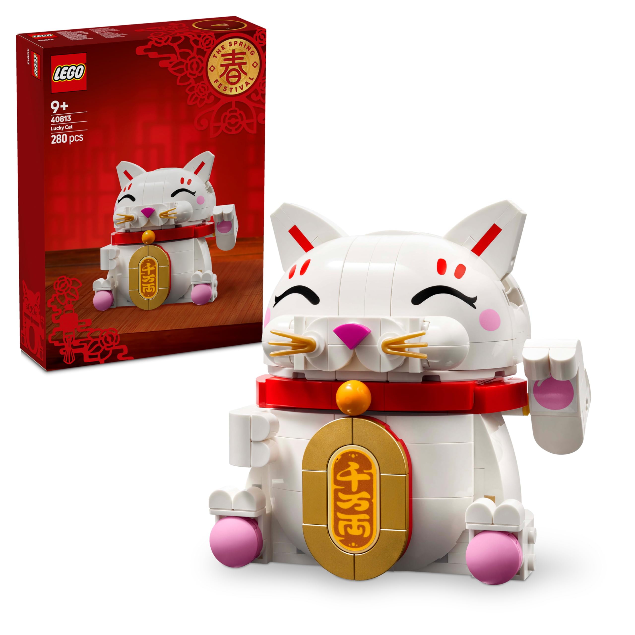 LEGO Lucky Cat Building Set 40813 - Display Model Kit for Ages 9+ | Moving Paw Feature