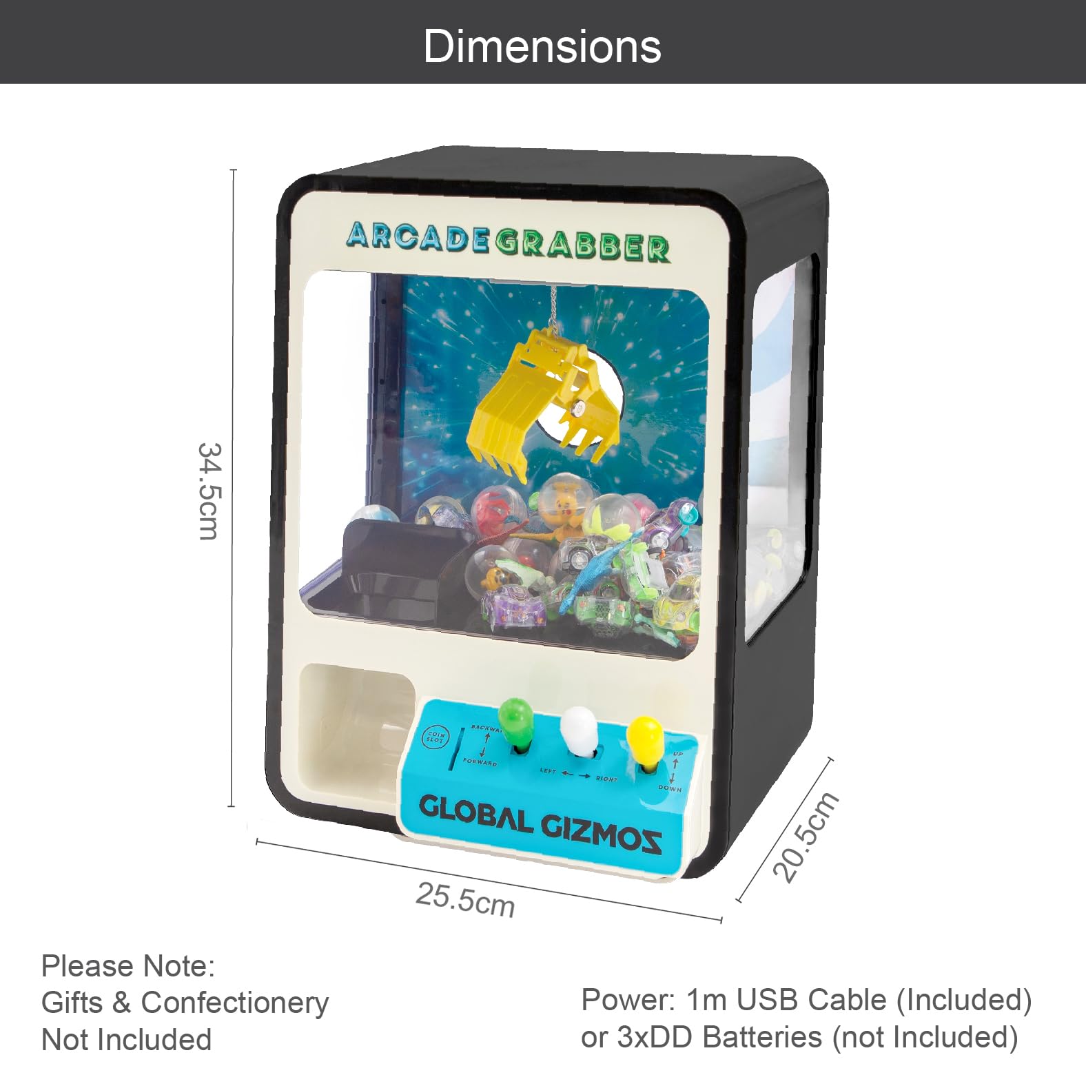 Global Gizmos 50189 Candy Grabber Claw Machine Arcade Game 7