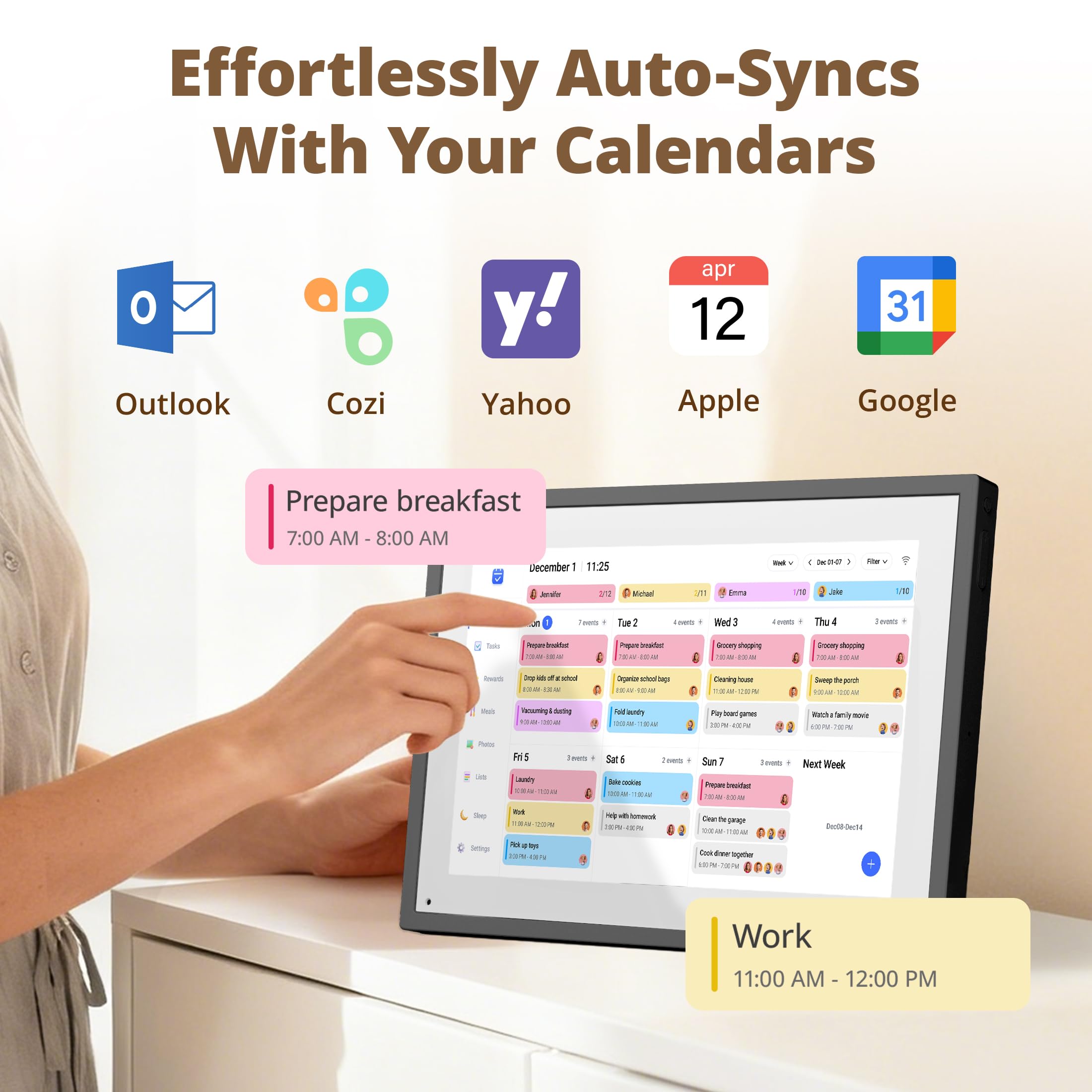 Dragon Touch 10.1" Digital Wall Calendar 2026 Family Planner | 1080P HD | 32GB Storage