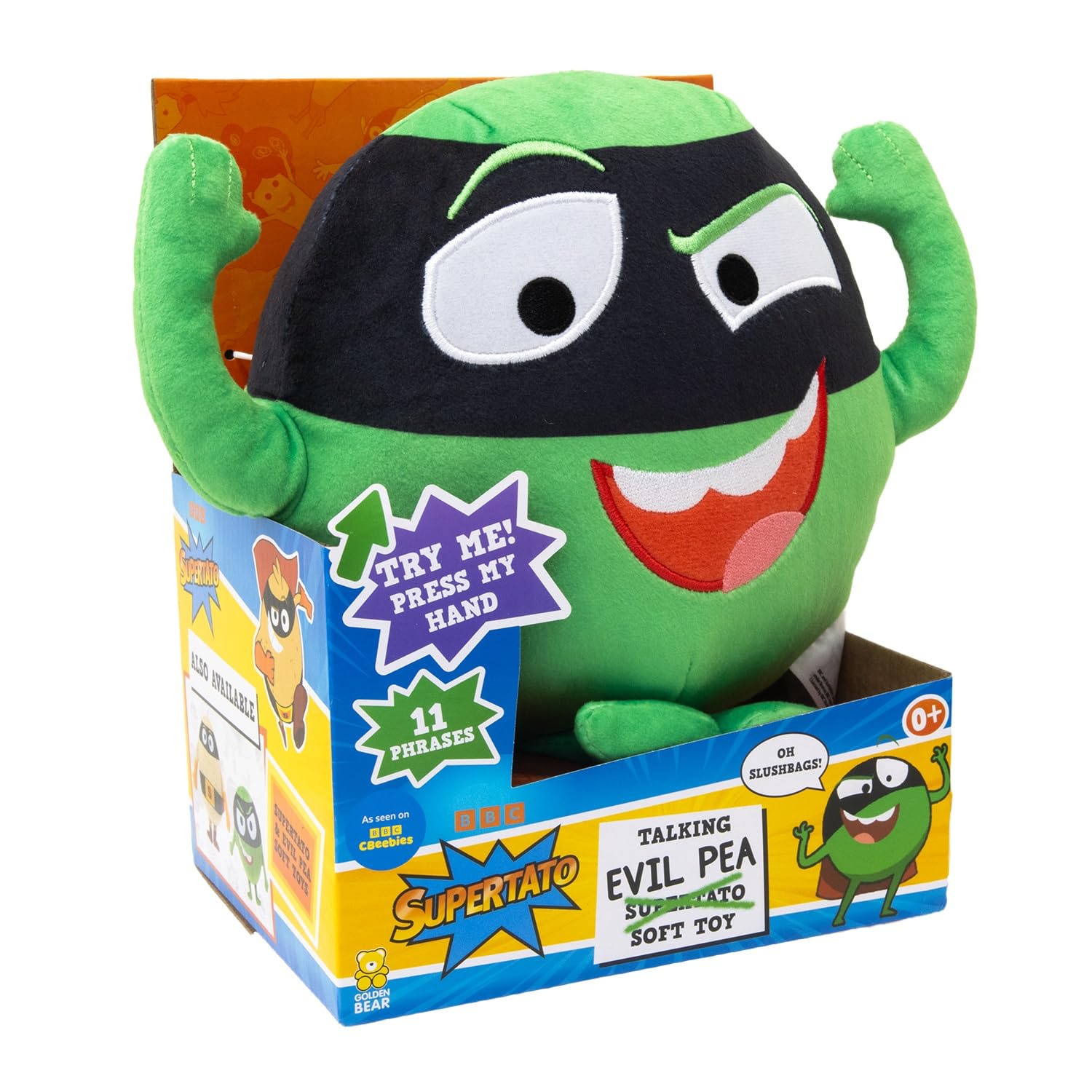 Talking Evil Pea Soft Toy - Interactive Plush from Supertato Books & CBeebies Series 9