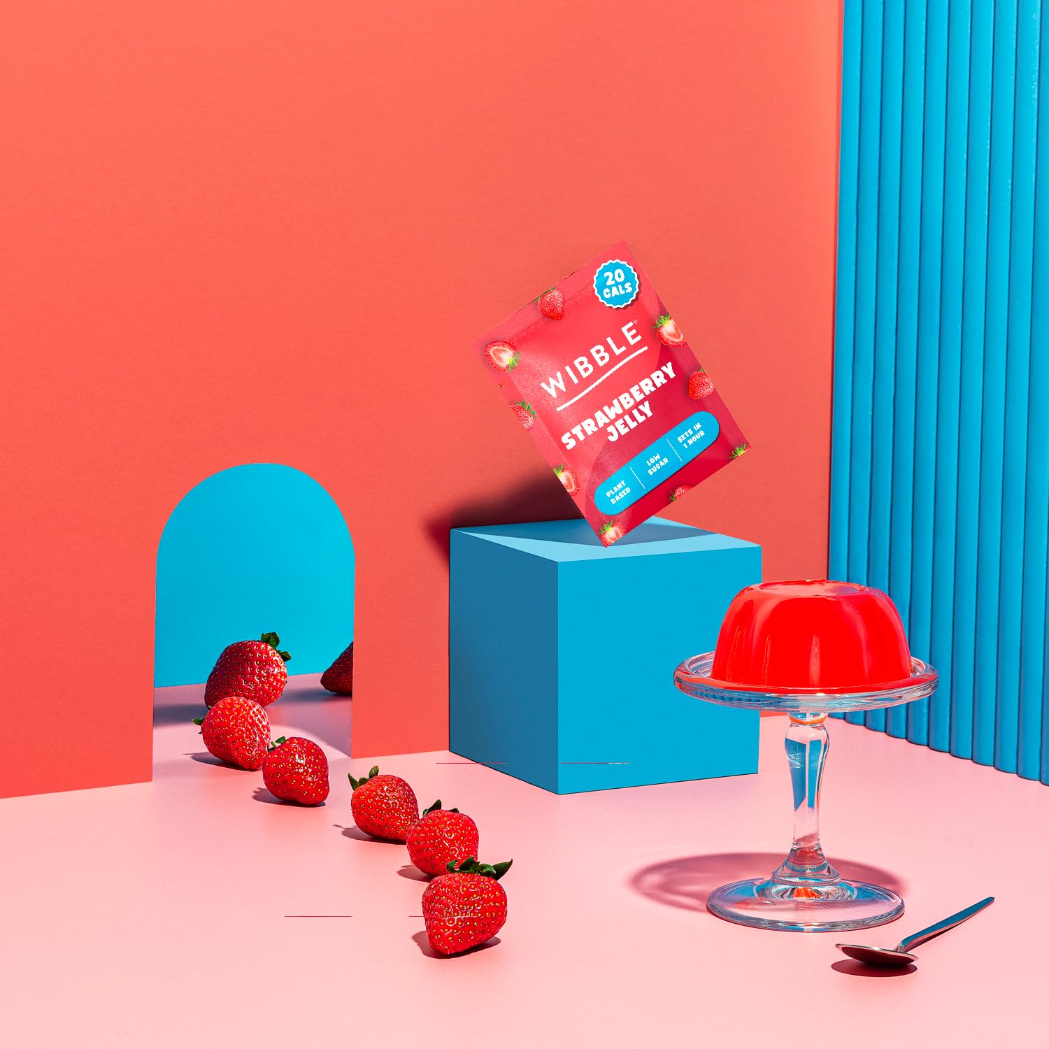 Wibble Erdbeer-Gelee-Kristalle, pflanzliches Geleepulver mit niedrigem Zuckergehalt, 12er-Pack, schnell trocknendes veganes Dessert 5