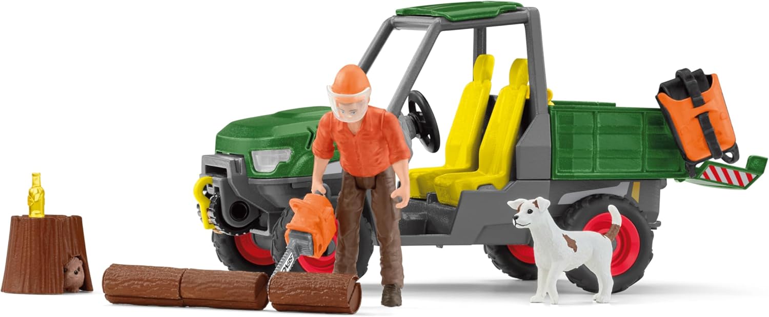 schleich 42659 FARM WORLD Working in the Forest Playset - Action Figures & Vehicles for Ages 3+ 5
