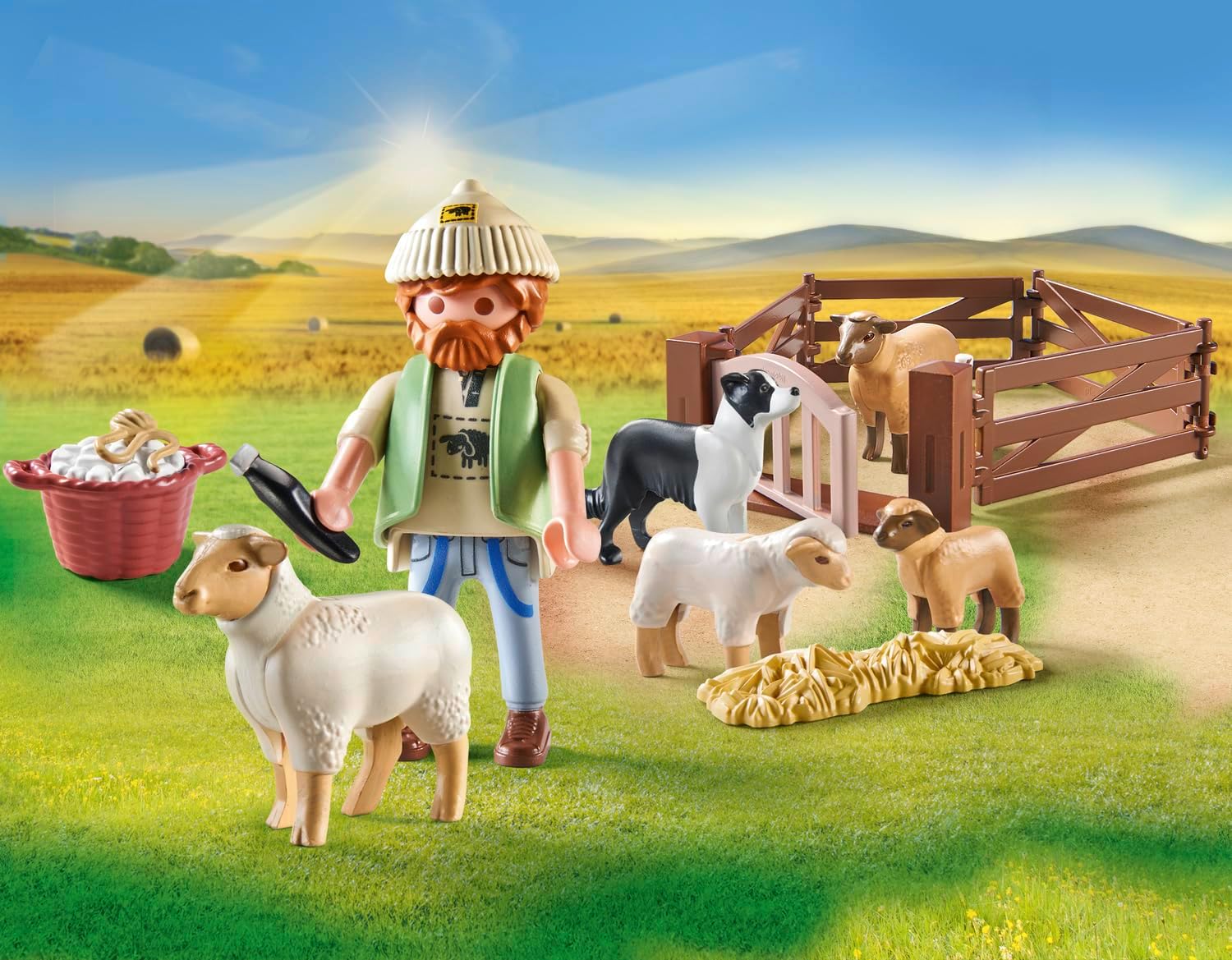 Playmobil 71444 Country: Young Shepherd with Flock of Sheep and Border Collie - Farm Playset for Kids 4+ 4