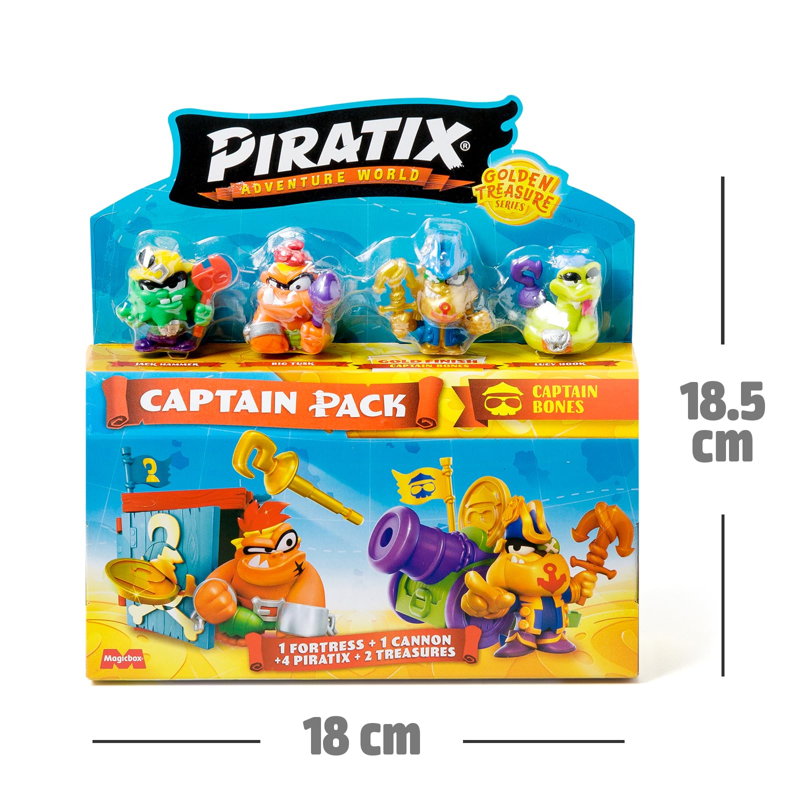PIRATIX Golden Treasure Series – Captain Bones Captain Pack with 4 Piratix Figures 4
