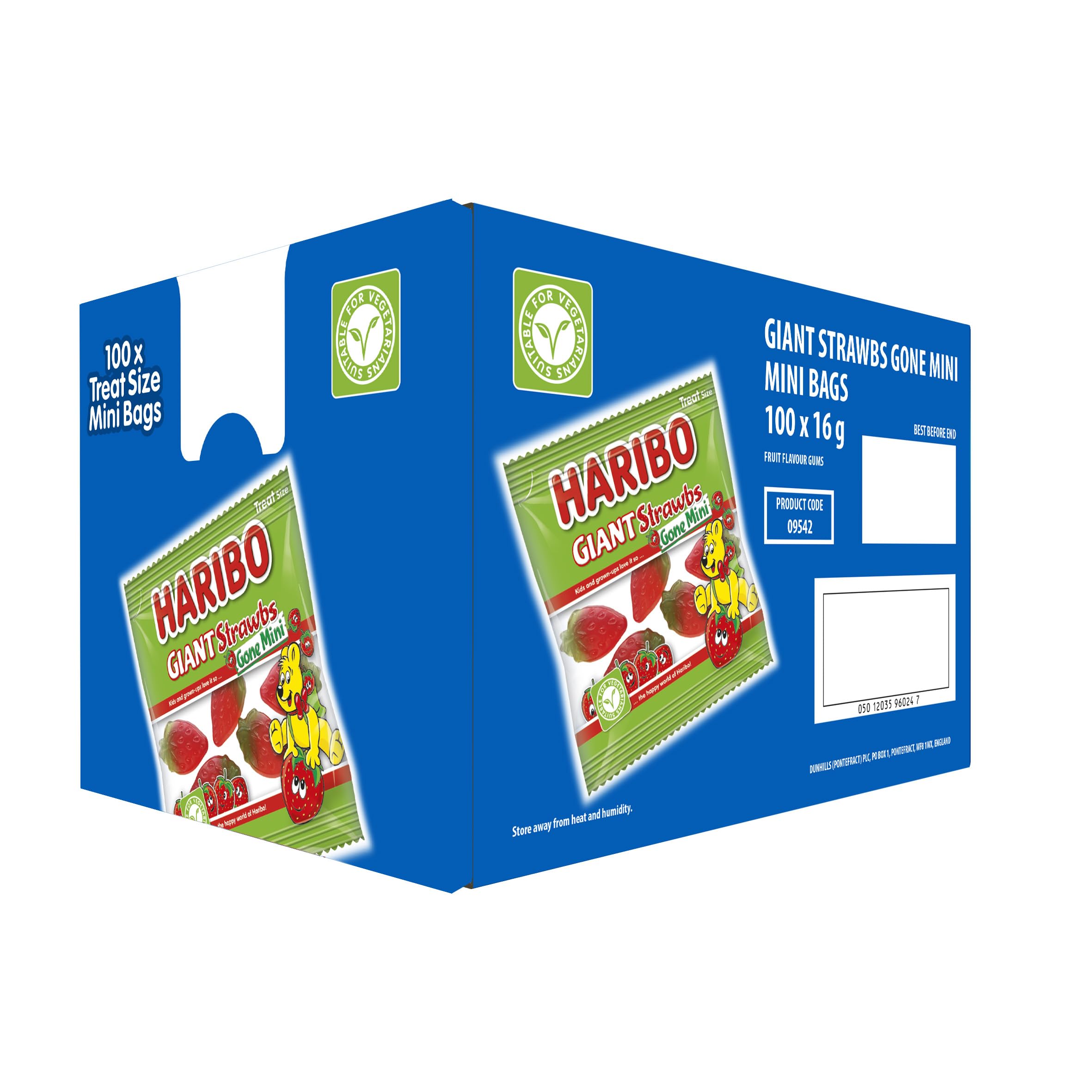 HARIBO Giant Strawbs Gone Mini-Fruchtbonbons - 100 Minibeutel 4