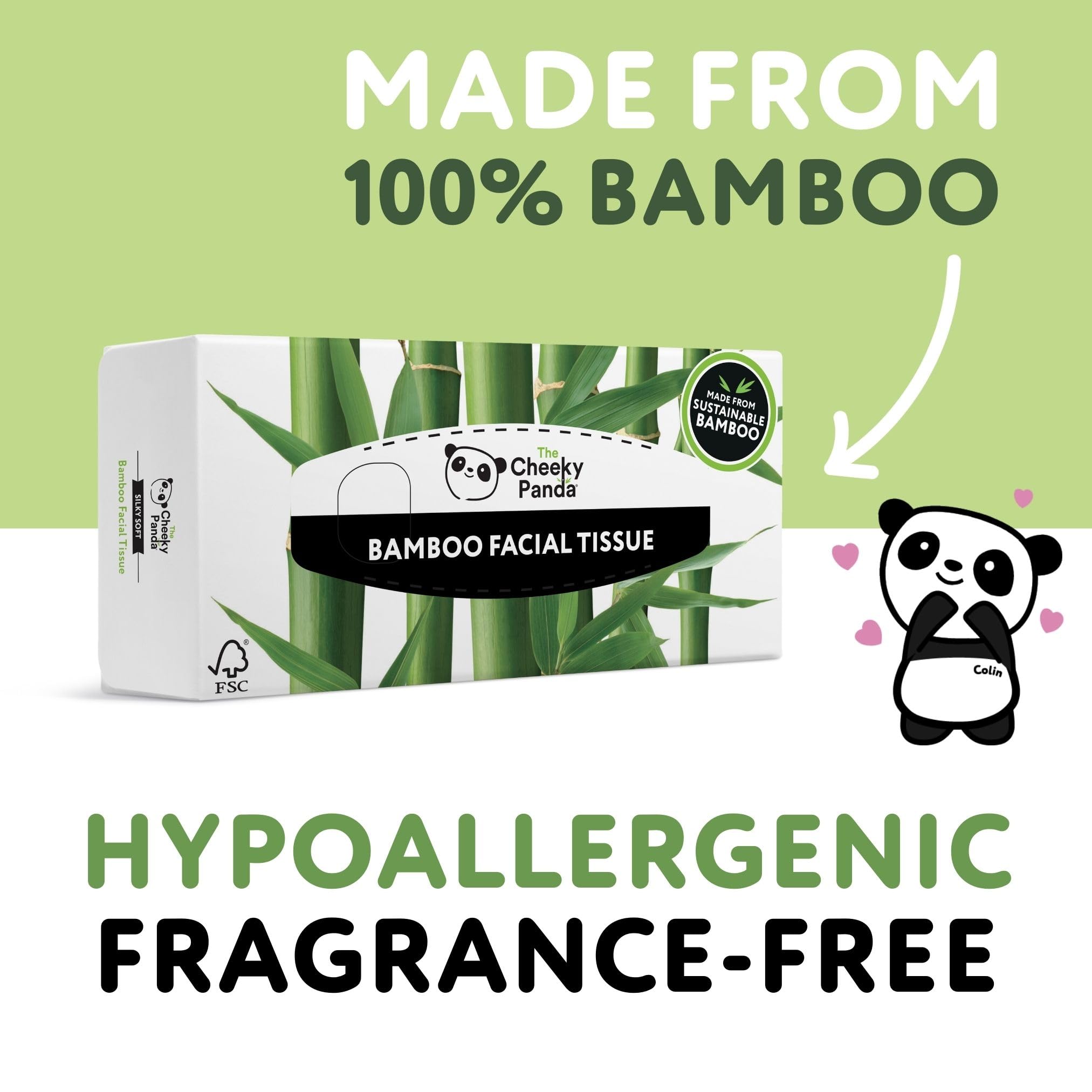 The Cheeky Panda – Kosmetiktücher aus Bambus, 3-lagige flache Box (80 Tücher), hypoallergen, plastikfrei, umweltfreundlich 8