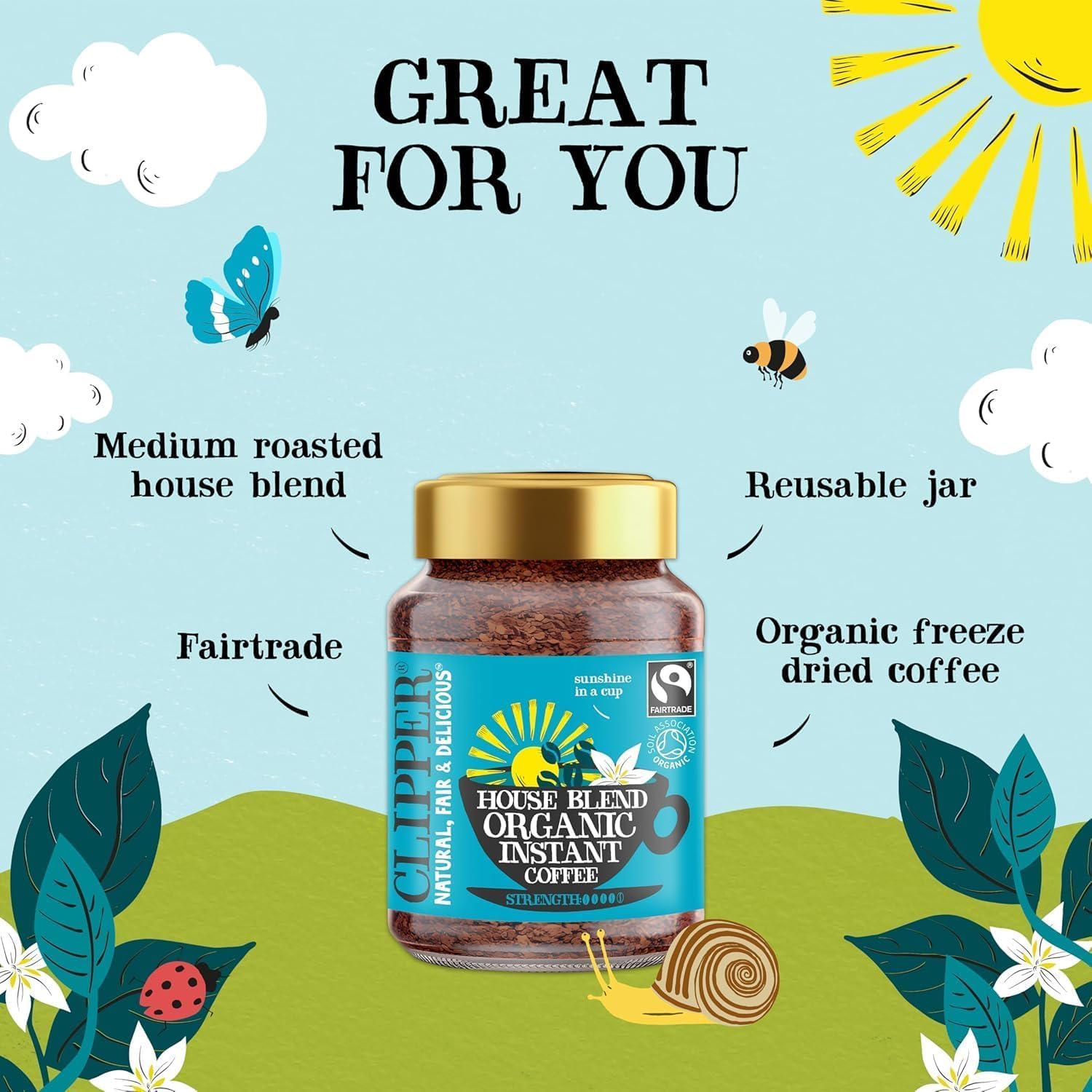 Clipper Natural, Fair & Delicious Organic Arabica Instant Coffee - 6 x 100g Jars | 600g Total 2
