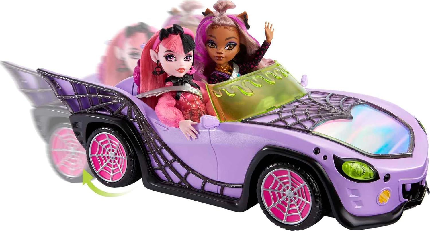 Monster High Ghoul Mobile - Purple Toy Car with Pet & Coffin Cooler Accessories 5