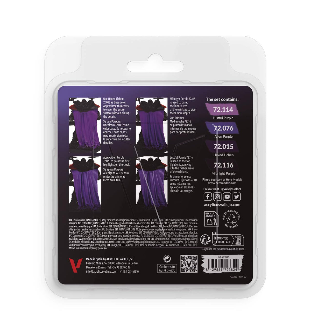 Vallejo Game Color Acrylic Paint Set - Purple Colors (4 x 18ml Bottles)