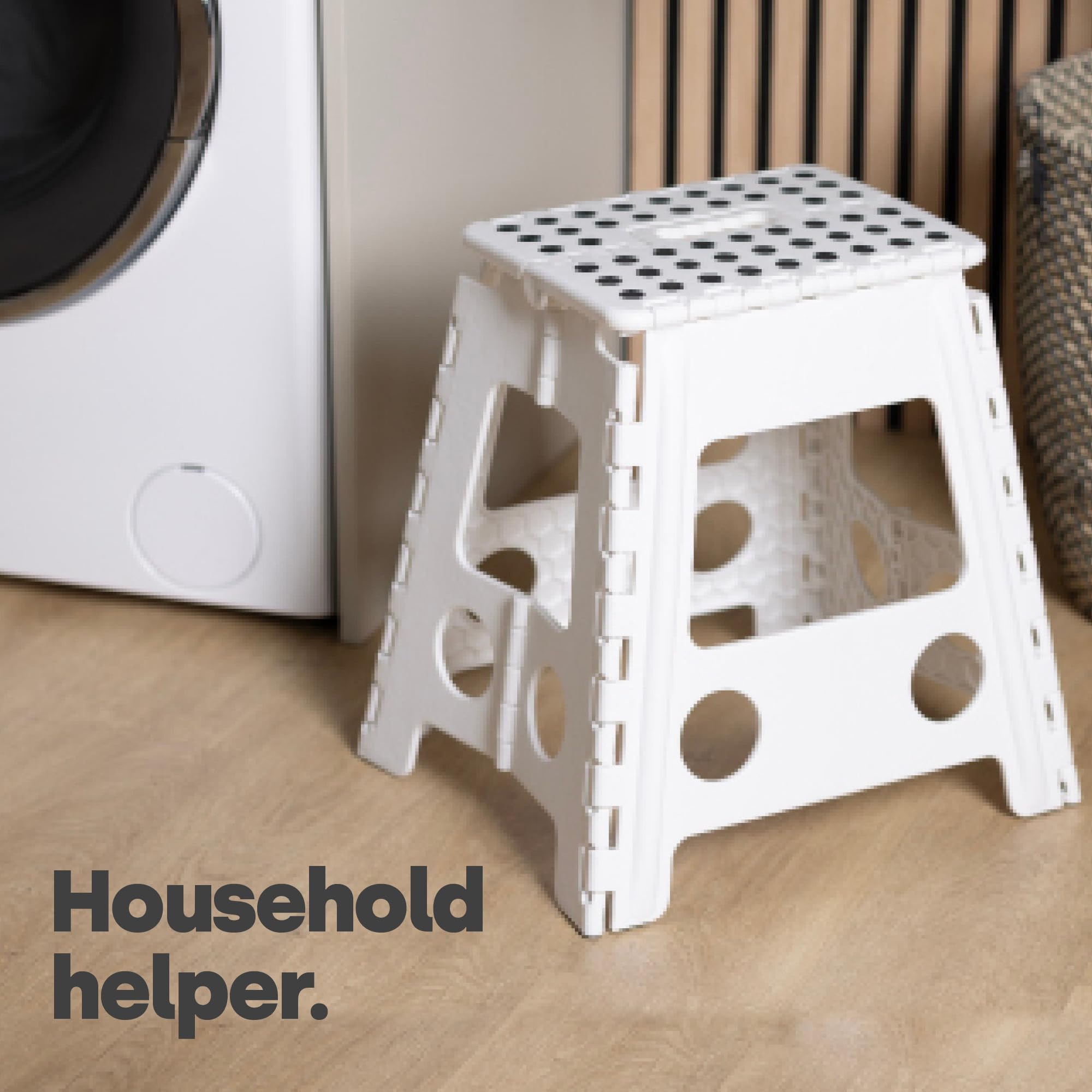 LIVIVO 2-Step Folding Step Stool - 150kg Capacity | Lightweight Polypropylene | White 2