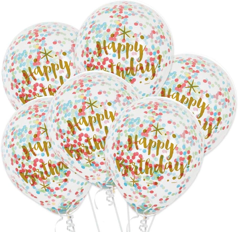 Foil Glitzy Gold Happy Birthday Confetti Balloons - Pack of 6 4