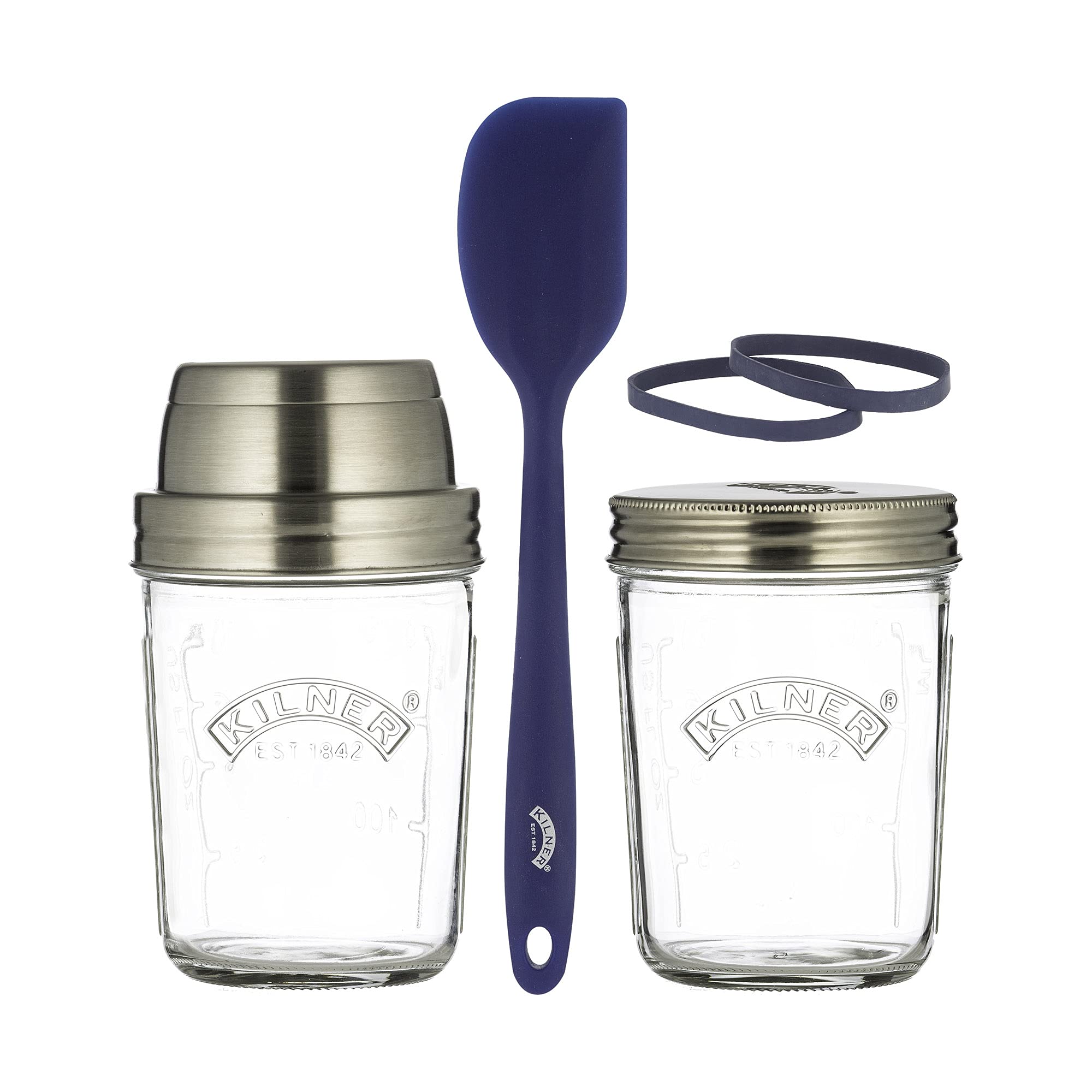 Kilner Sourdough Starter Set with 2 Jars, Measuring Lid, Spatula, and Recipe Booklet