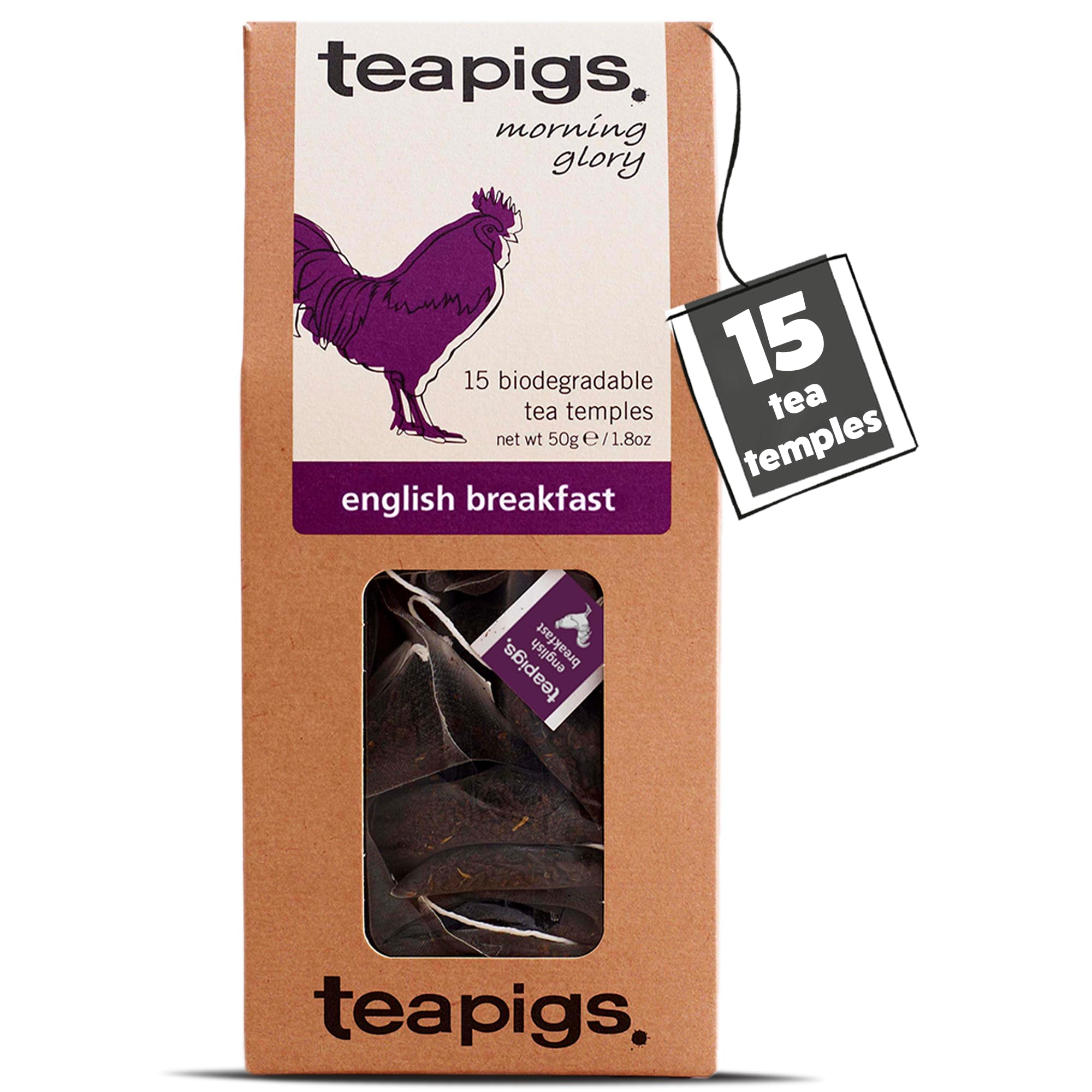 teapigs English Breakfast Black Tea Bags - 15 Count, 50g Whole Leaf Brew