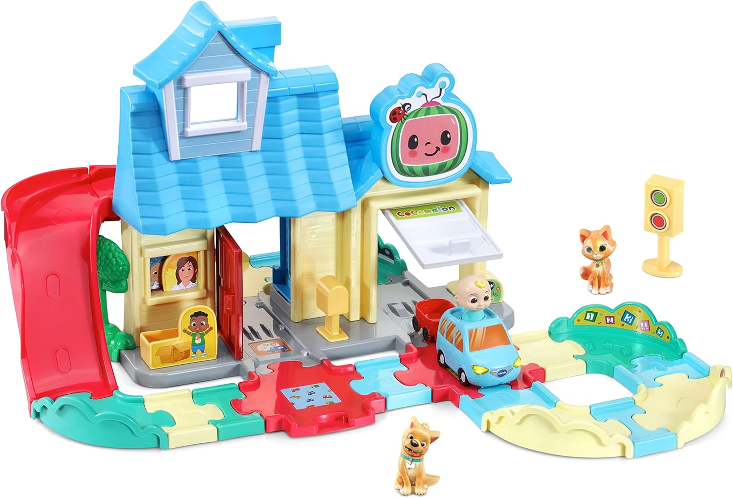 VTech Toot-Toot Drivers CoComelon JJ's House Track Set - Interactive Musical Playset for Toddlers 3