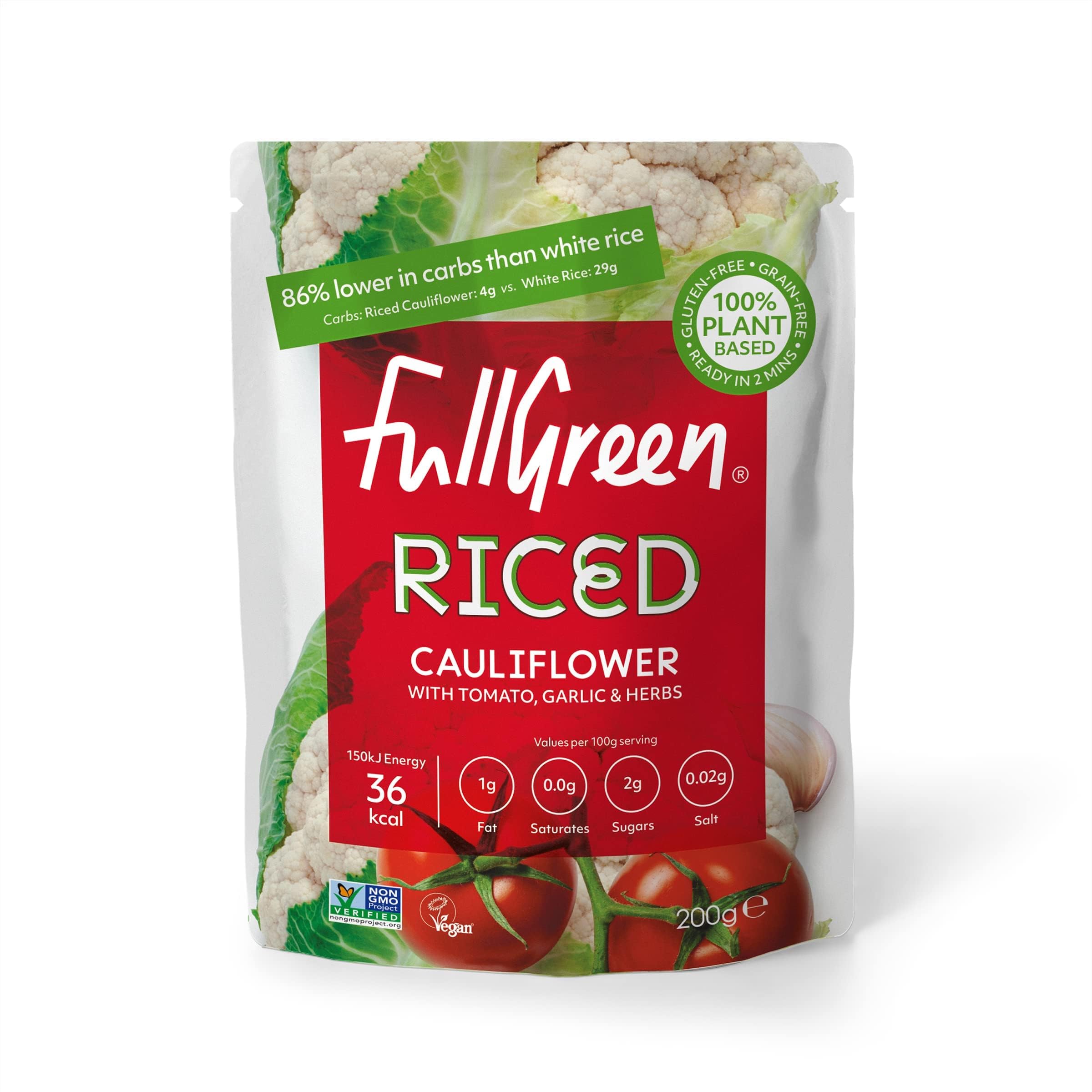 Fullgreen - Cauliflower Rice with Tomato, Garlic & Herbs - Low-Carb Rice Alternative 6