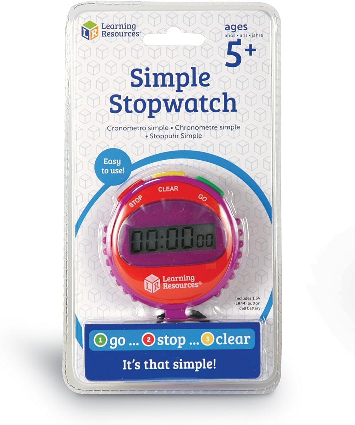 Learning Resources Simple 3-Button Stopwatch - Educational Timer for Kids Ages 5+