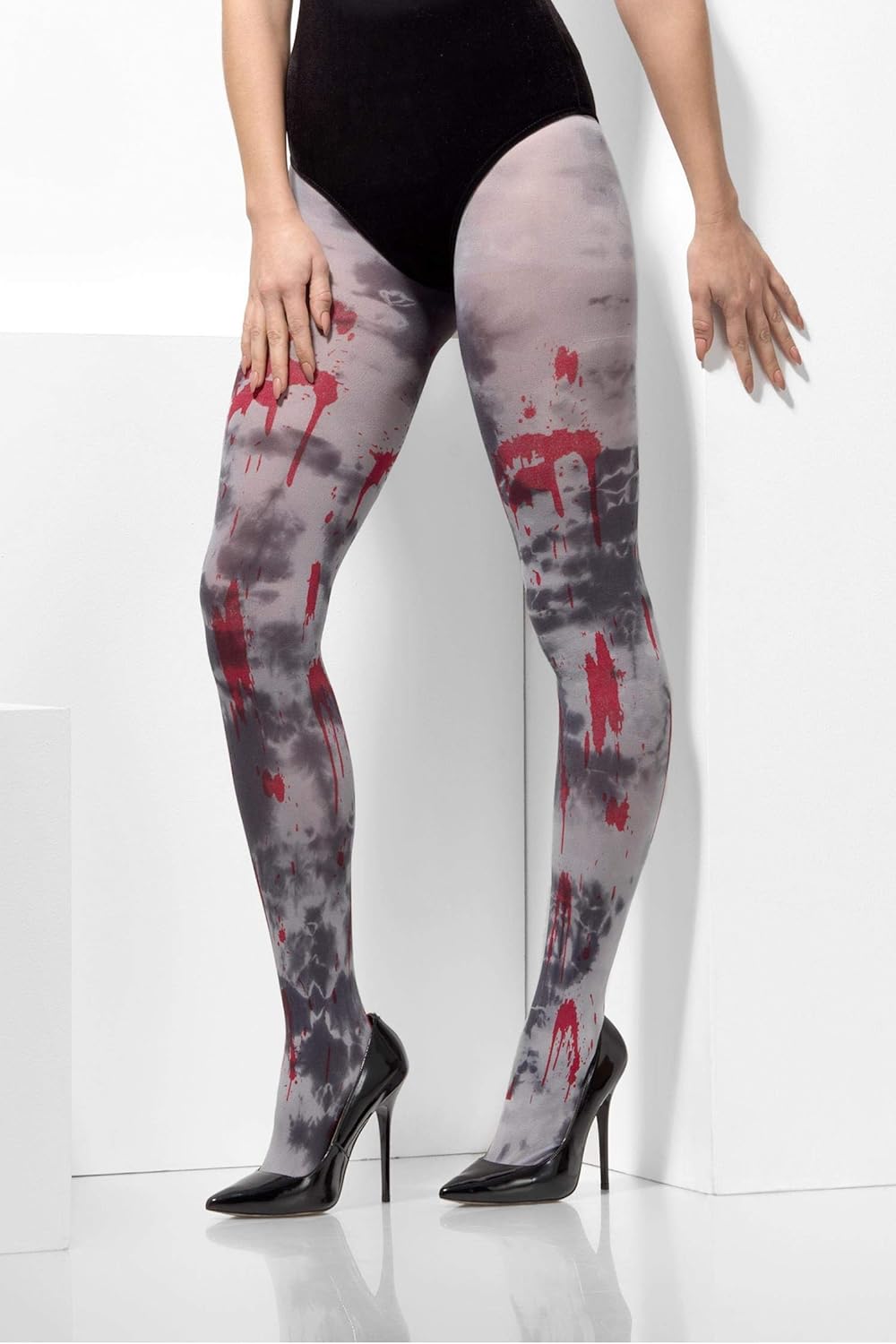 Smiffys Opaque Tights - Zombie Dirt with Blood Splatter