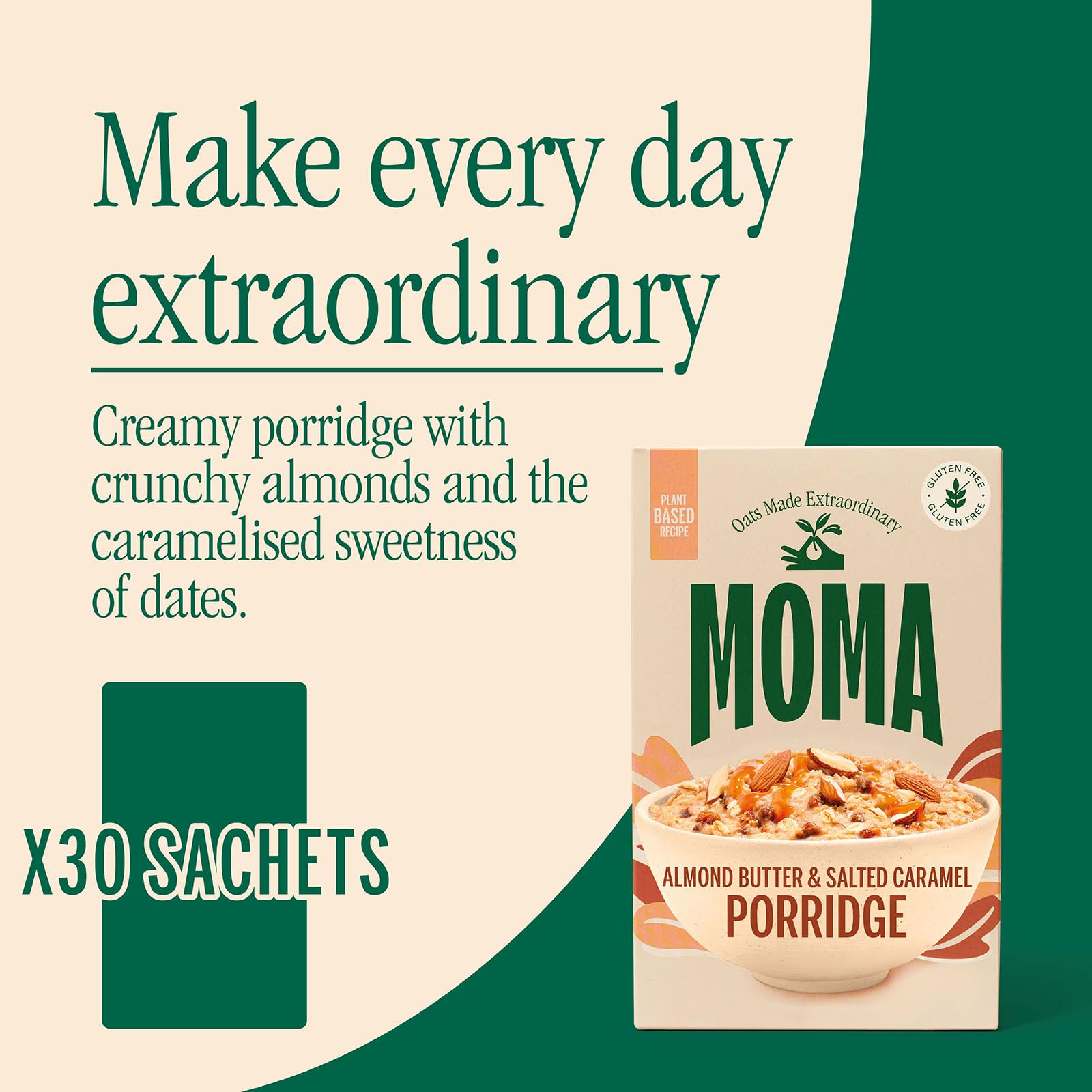 MOMA Almond Butter & Salted Caramel Porridge Sachets - 30 x 40g - Made with British Oats 3