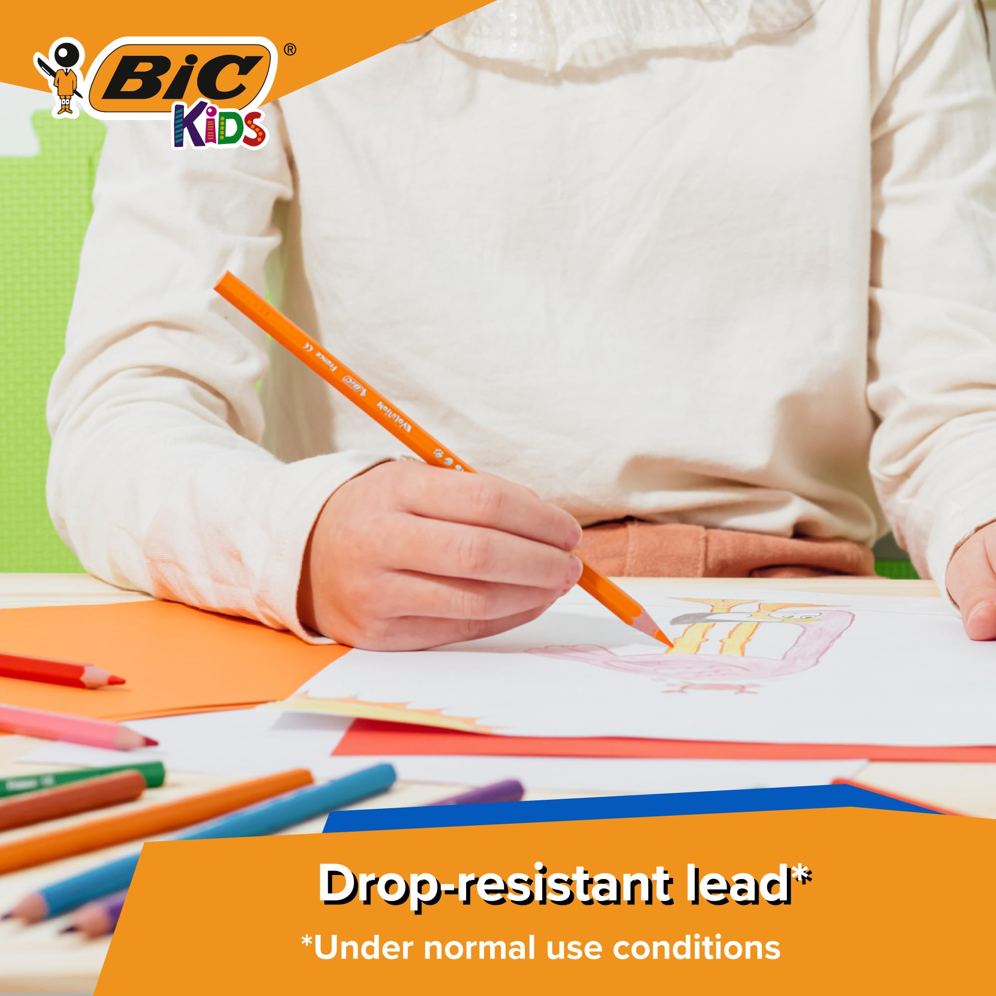 BIC Kids Evolution Coloured Pencils - Wood-Free, Durable Art Supplies for Kids 6