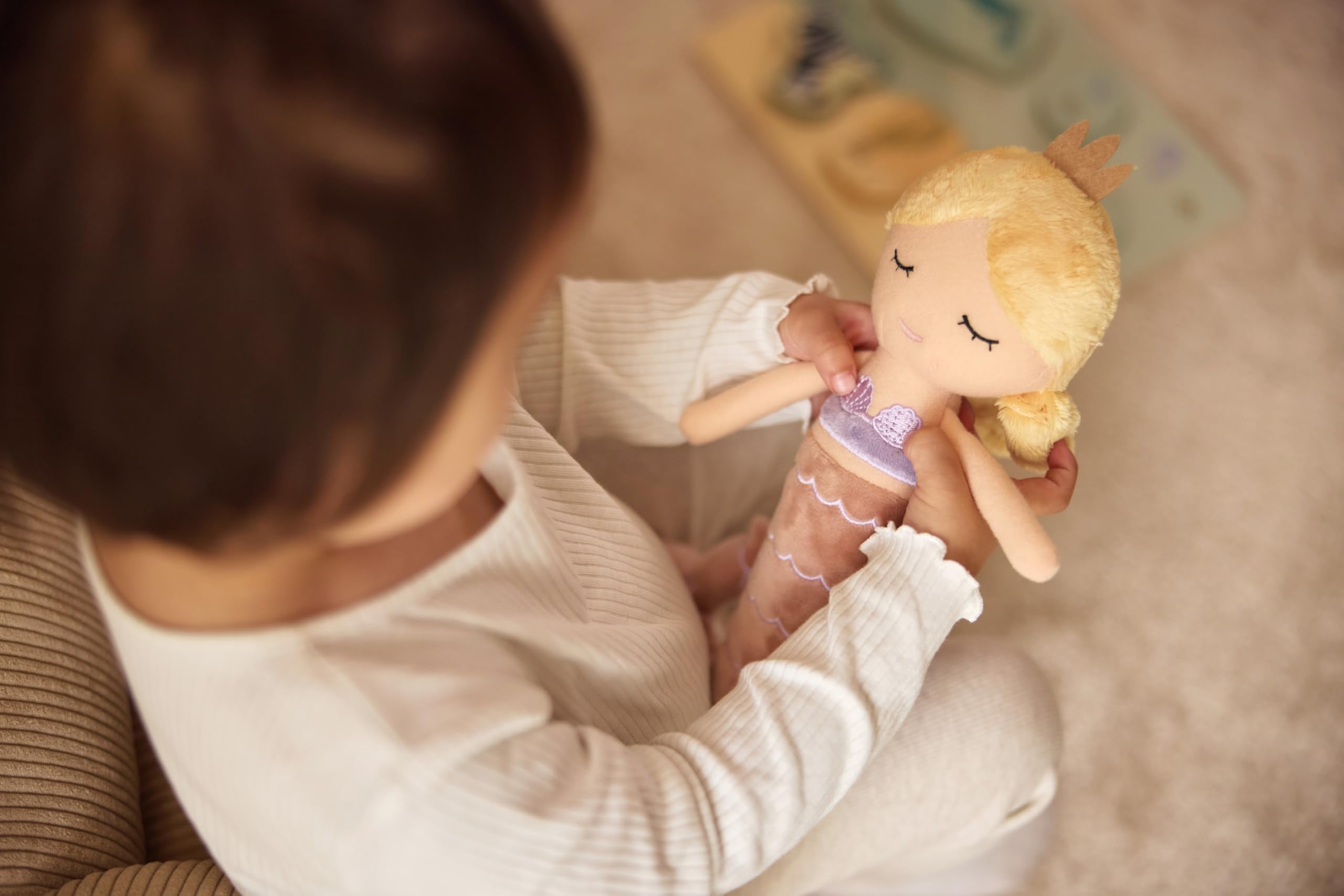 Jollein Mermaid Ella Rag Doll - Soft Plush Doll with Shimmering Crown & Mermaid Fin 3