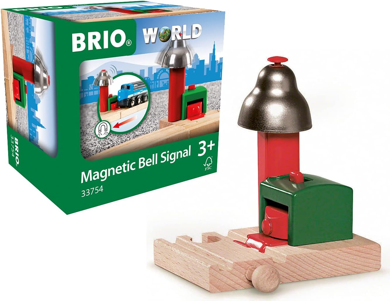 BRIO 33754 Magnetic Railway Bell Signal for Kids - Compatible with BRIO Train Sets