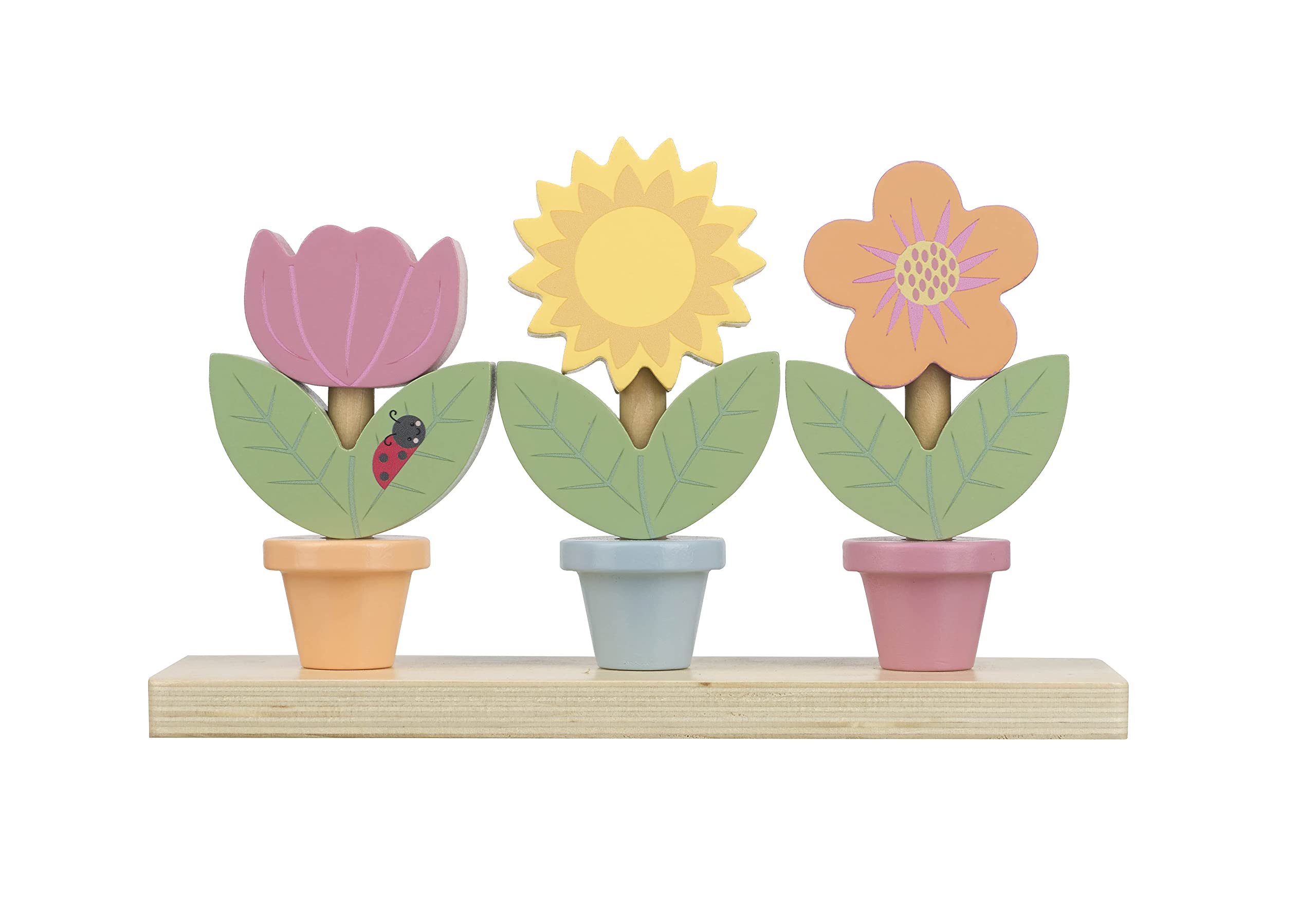 Orange Tree Toys Wooden Flower Pots - Garden Building Stacking Cups for 18 Months+ 5