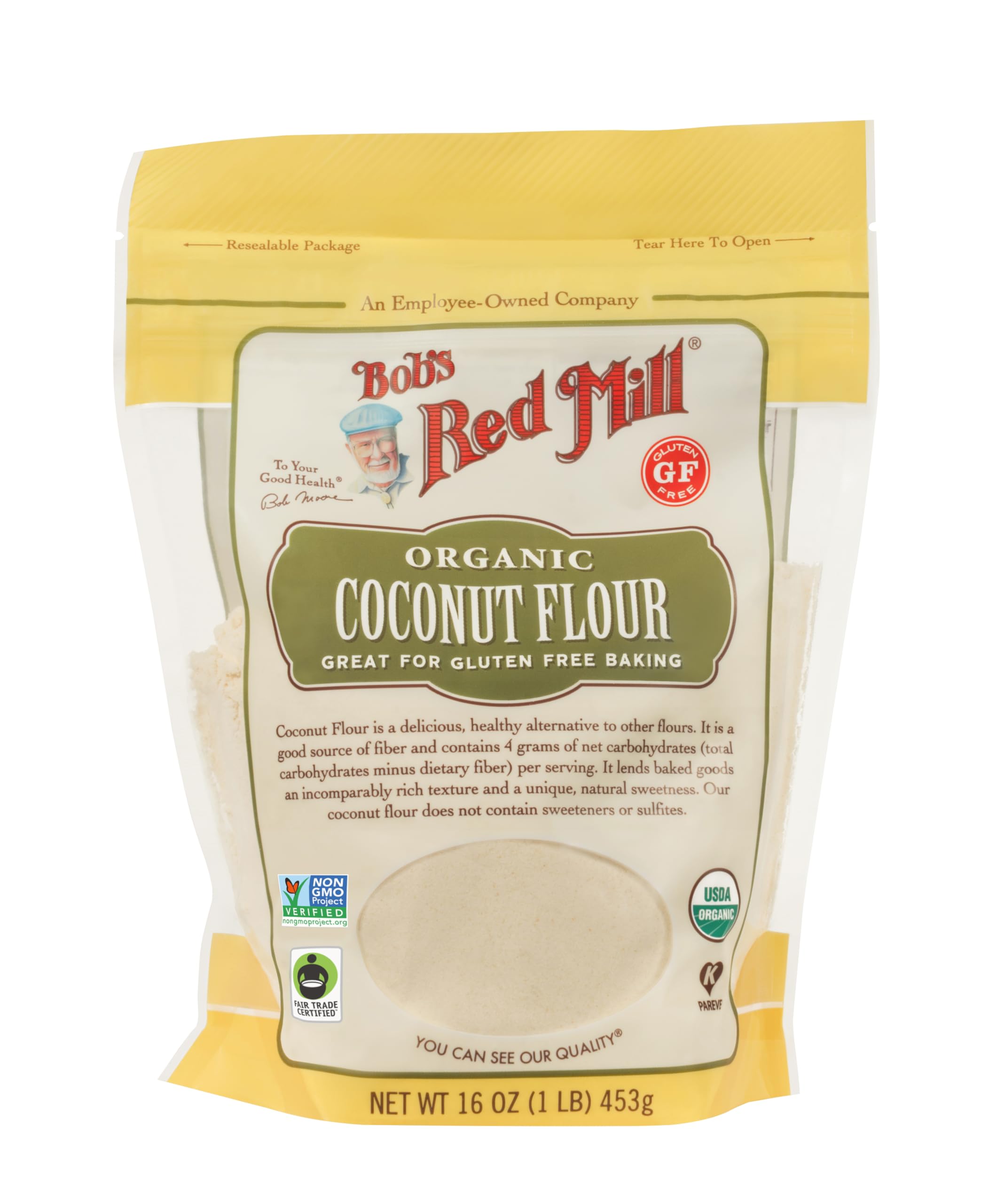 Bob's Red Mill Organic Coconut Flour - Gluten Free Baking Ingredient | 453g Pouch