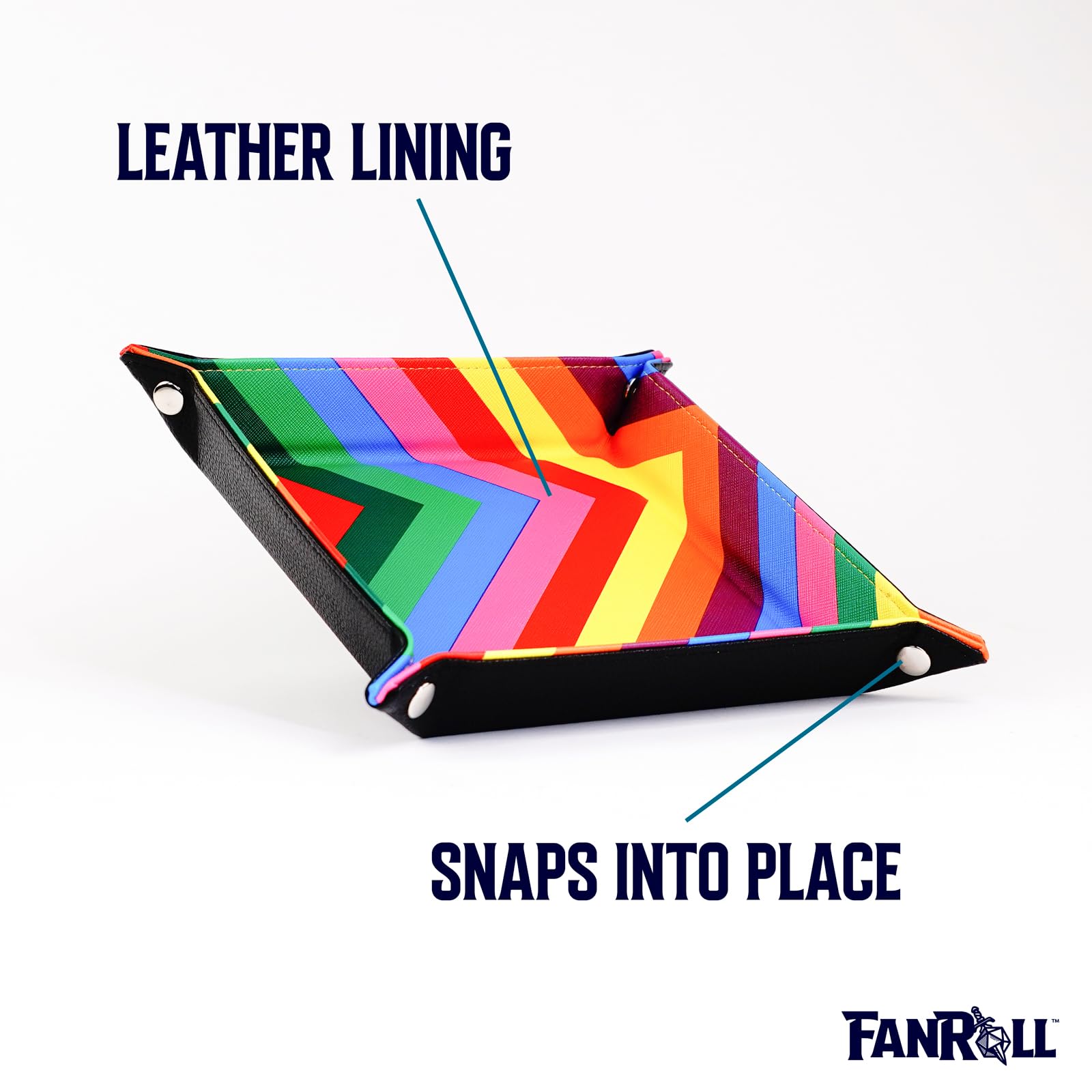 Metallic Dice Games FanRoll Faltbares Würfeltablett mit PU-Lederrückseite – Metallic 5