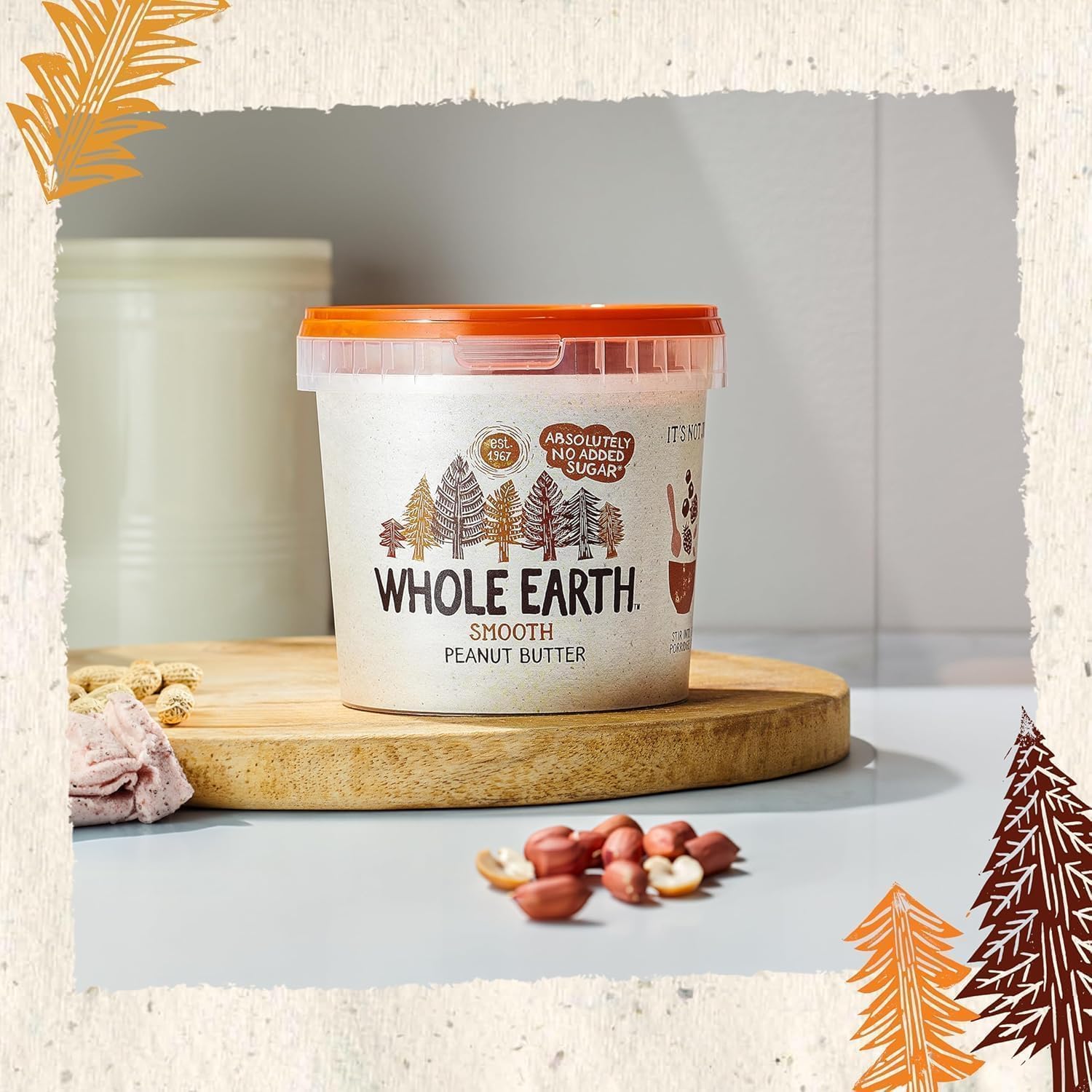 Whole Earth Smooth Peanut Butter, All Natural, No Added Sugar, 1kg Tub 3