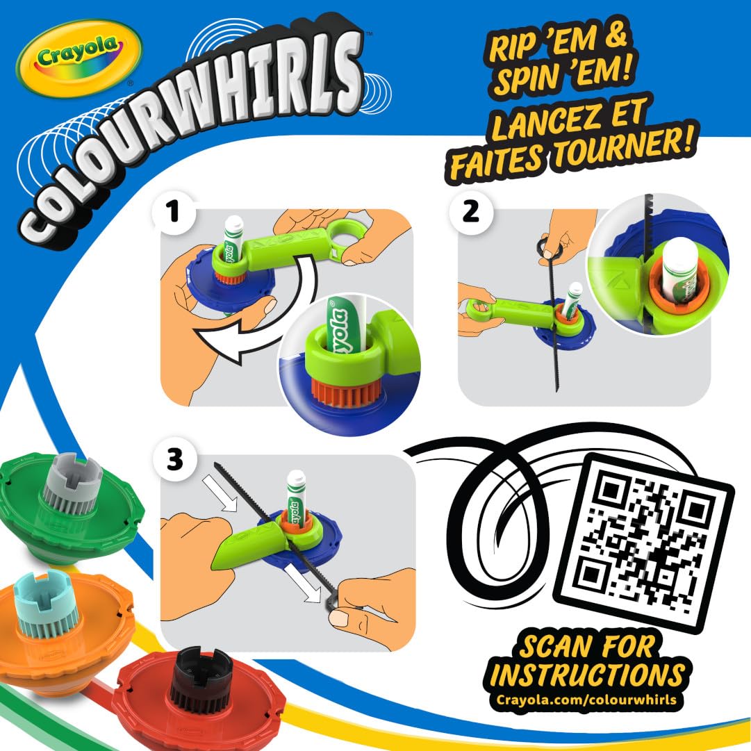 CRAYOLA Colourwhirls (3 Pack) - Rip 'Em & Spin 'Em! Spinning Art Toy for Kids 6+ 5