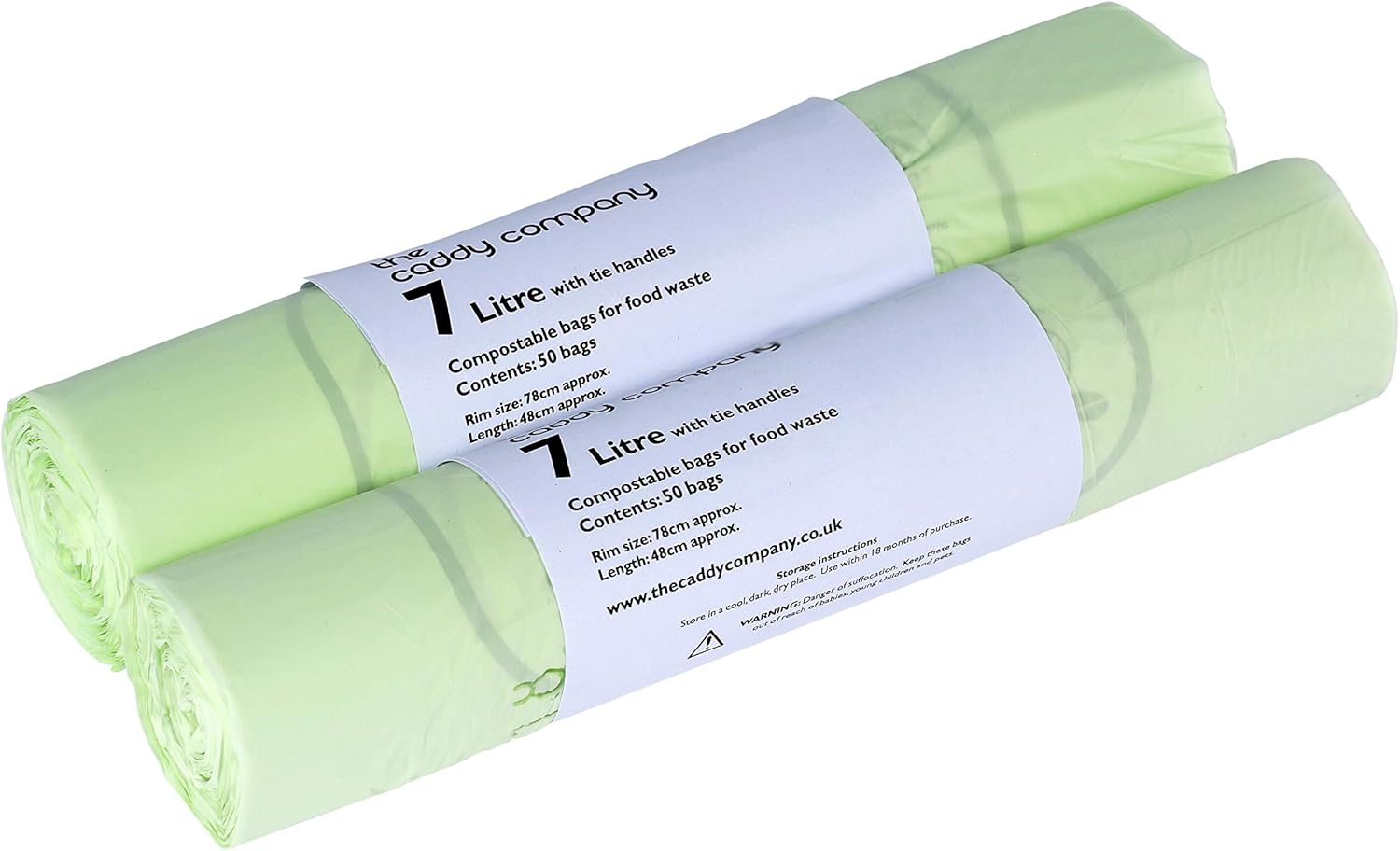 The Caddy Company 7 Litre Tie Handle Compostable Kitchen Caddy Liners, 100 Bags