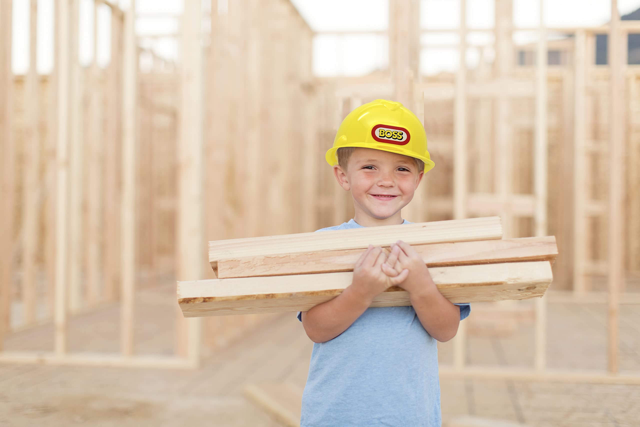 BOSS Construction Helmet - Adjustable Pretend Play Hard Hat for Kids