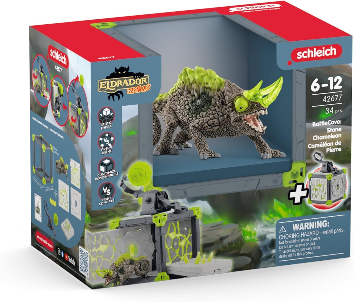 Schleich Eldrador Creatures BattleCave Stone Chameleon Playset - Ages 7-15 7