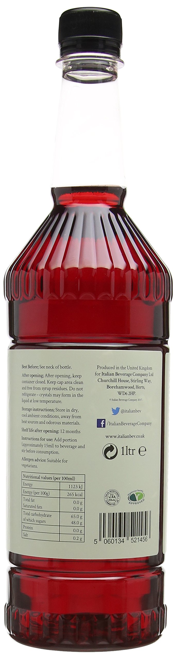 Simply Strawberry Syrup - 1 Litre Bottle | Vegan & Gluten Free | 66 Servings