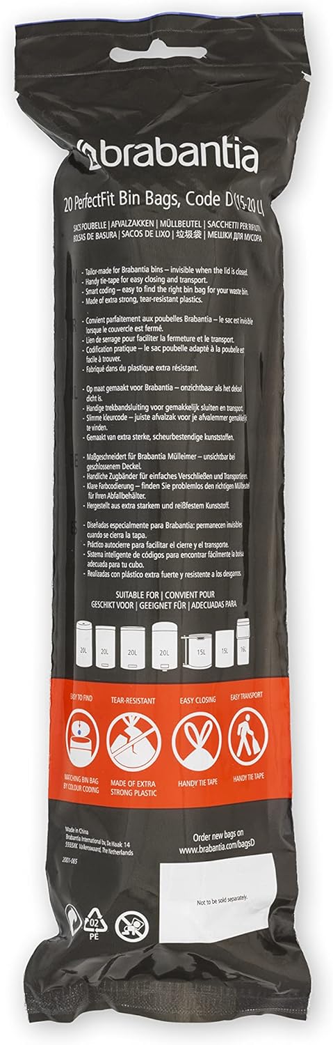 Brabantia - PerfectFit Müllbeutel Multipack (Größe D/15-20 Liter) Dicker Kunststoff 3