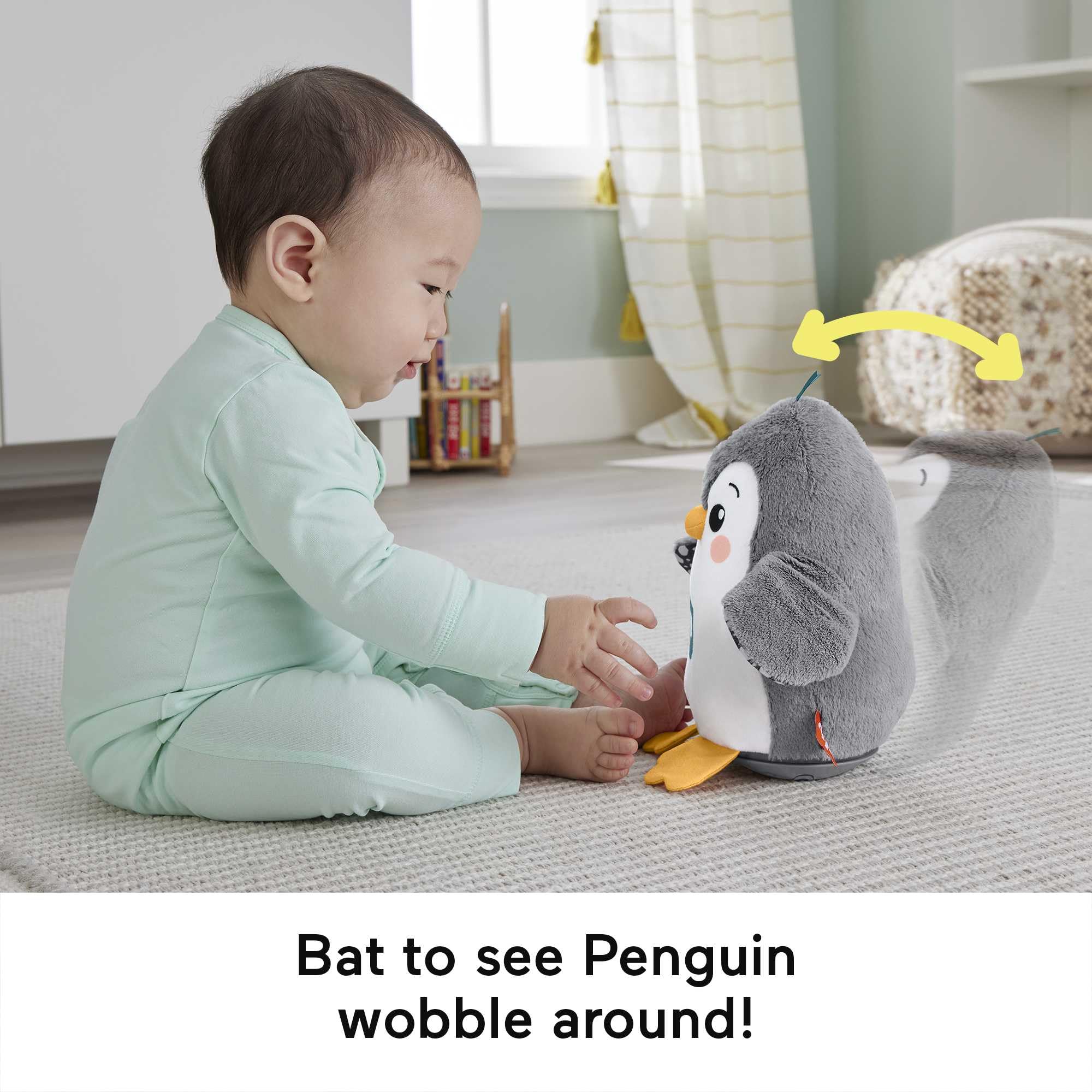 Fisher-Price Flap & Wobble Penguin - Plush Musical Tummy Time Toy for Newborns 0+ Months 5