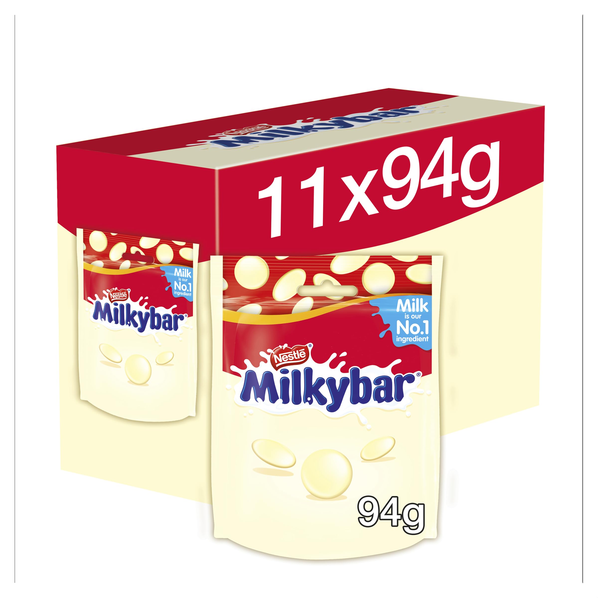 Milkybar Weiße Schokolade Riesenknöpfe zum Teilen, Beutel 94 g (11er-Packung) 6