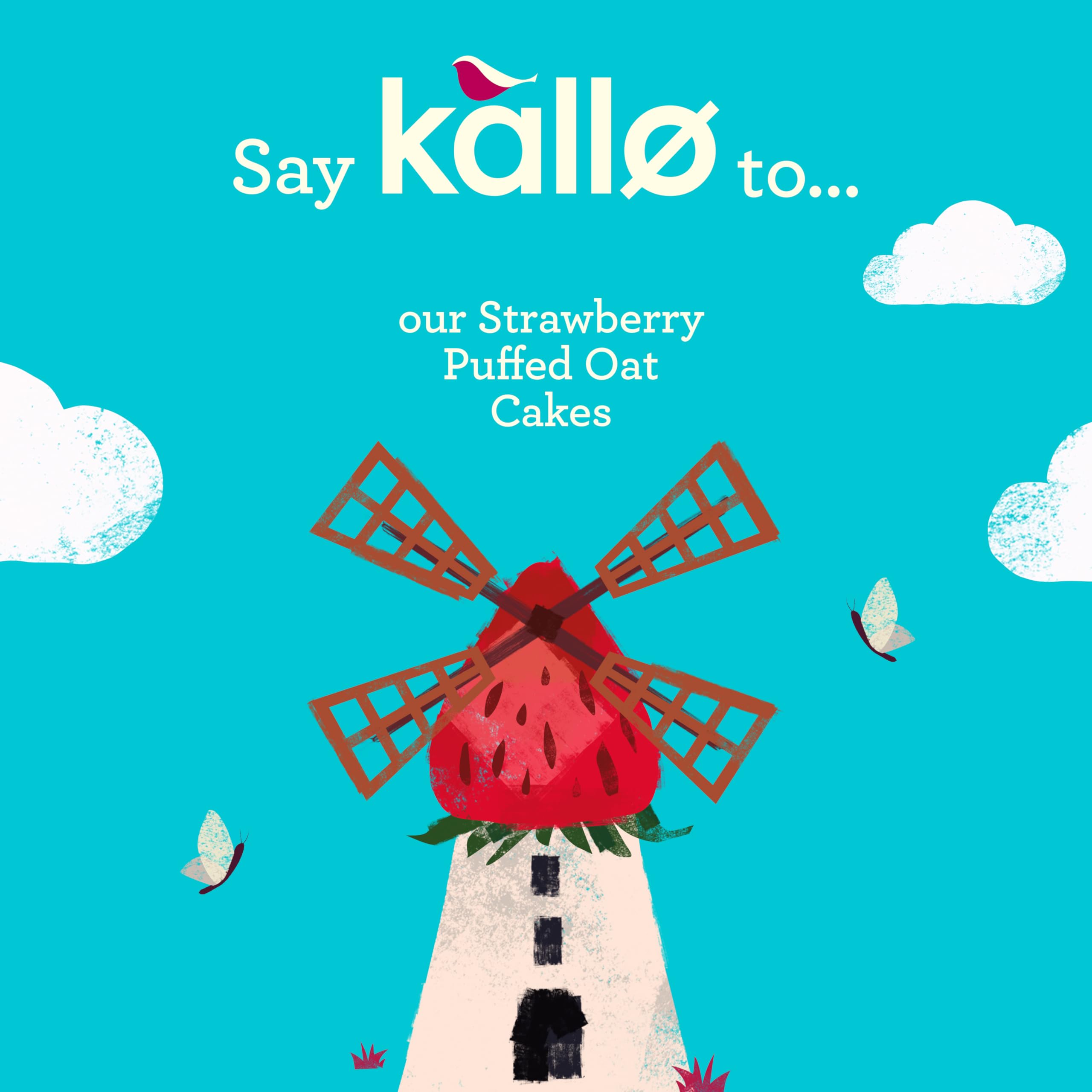 Kallo Strawberry Puffed Oat Cakes - Gluten-Free, High in Fibre, Cholesterol-Lowering