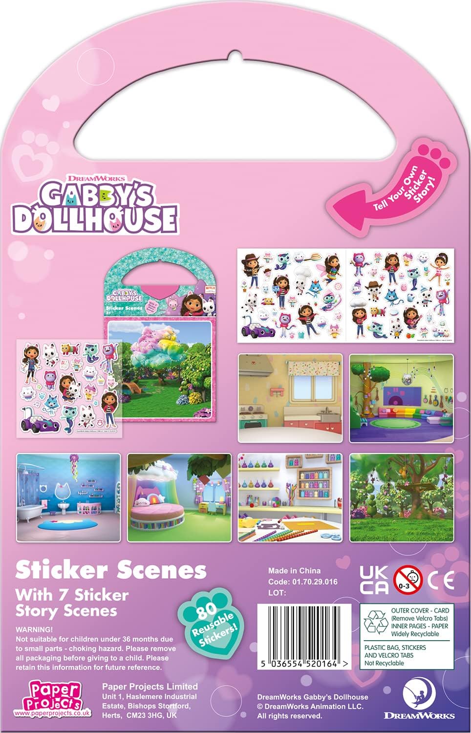 Paper Projects Gabby's Dollhouse Activity Set - Sticker Scene Craft Kit with 6 Scenes & 50+ Stickers