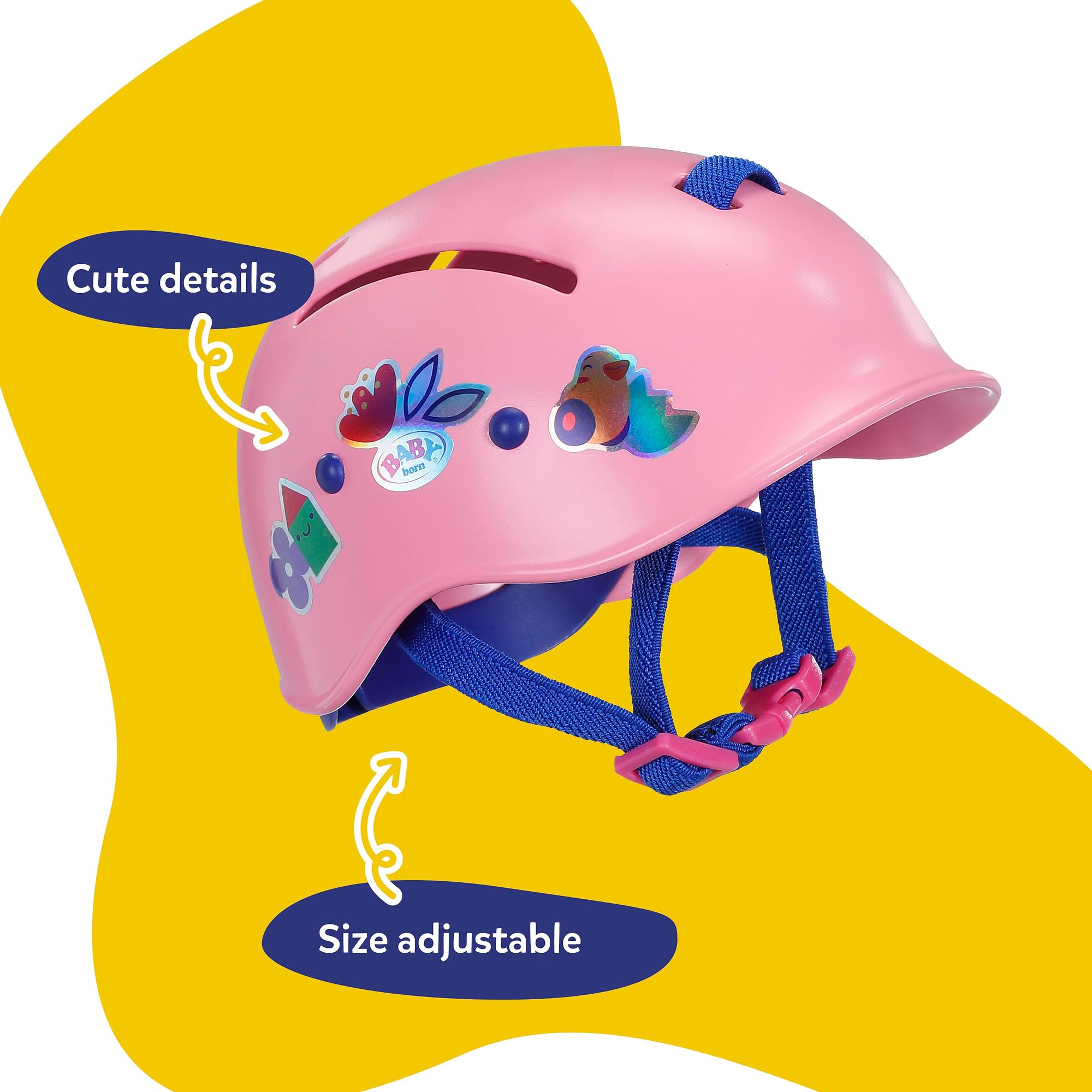 BABY born Doll Helmet with Fun Graphics | Fits 36cm & 43cm Dolls | Pink Plastic