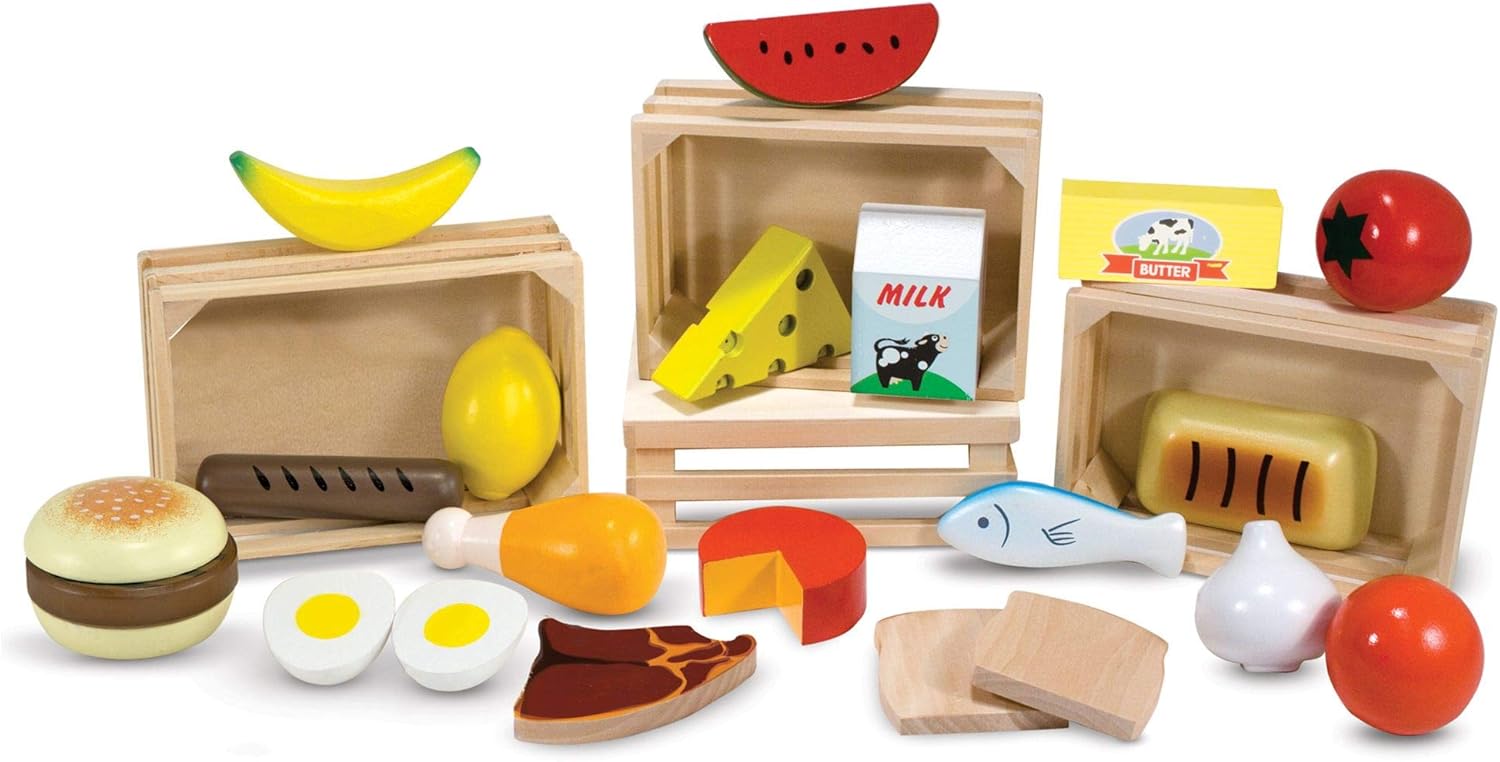 Melissa & Doug Food Groups Wooden Play Food Set - Pretend Play & Educational Toy for Ages 3+ 4