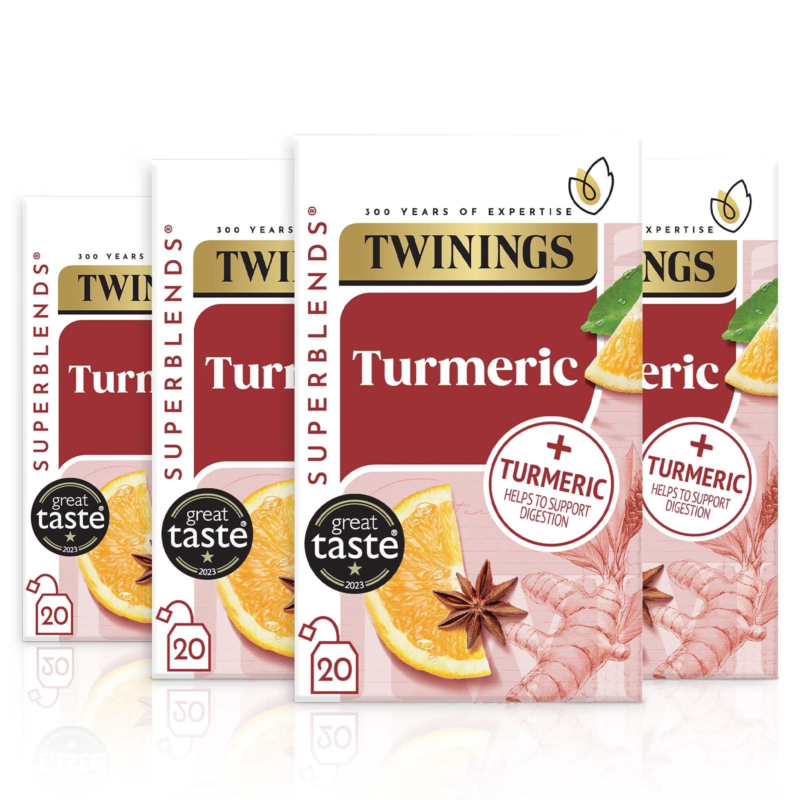 Twinings Superblends Turmeric Tea - Orange & Star Anise Herbal Infusion, 80 Biodegradable Tea Bags