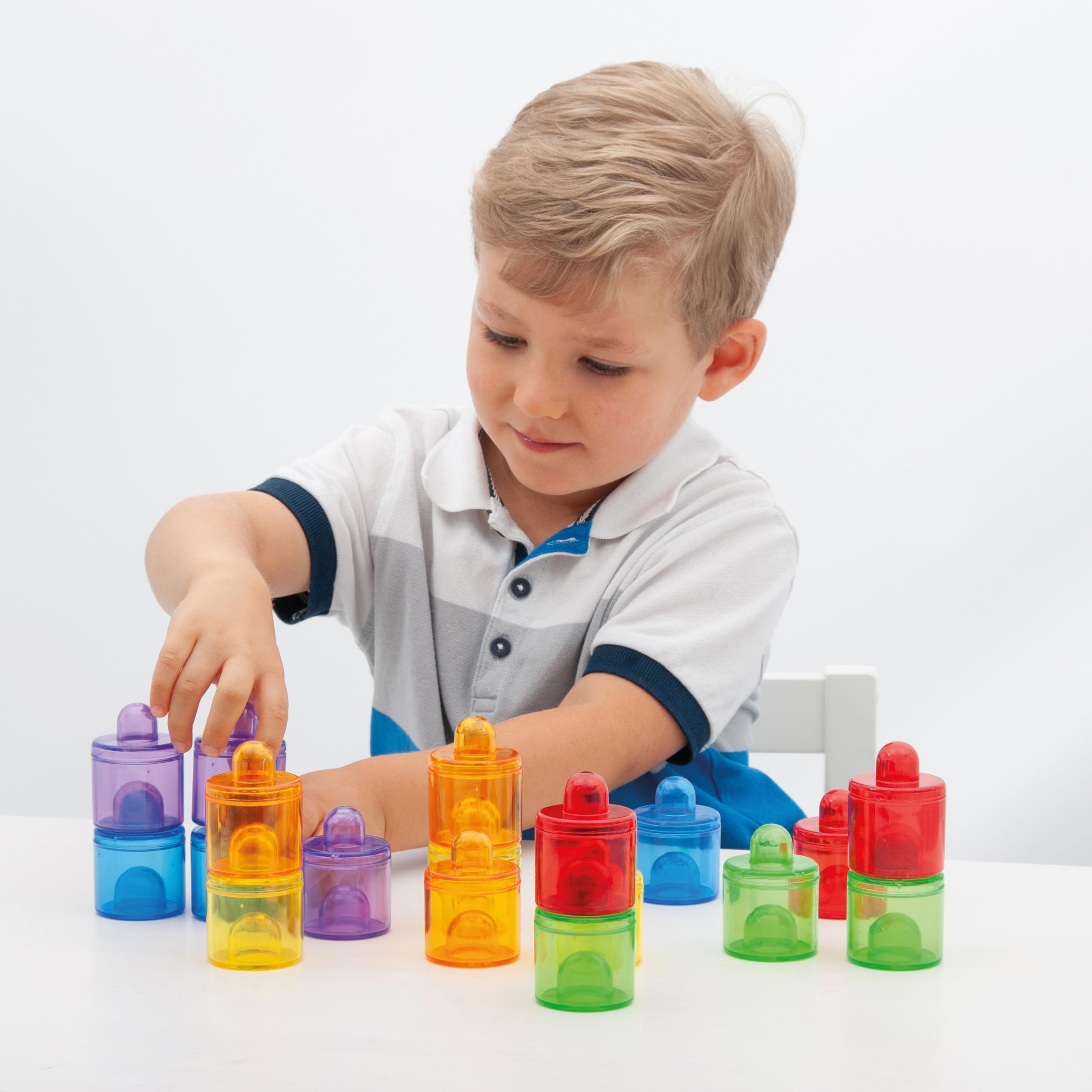 tickit 73105 Translucent Colour Pot Set - 18 Pieces, 6 Colours, Stackable for Early Learning 7