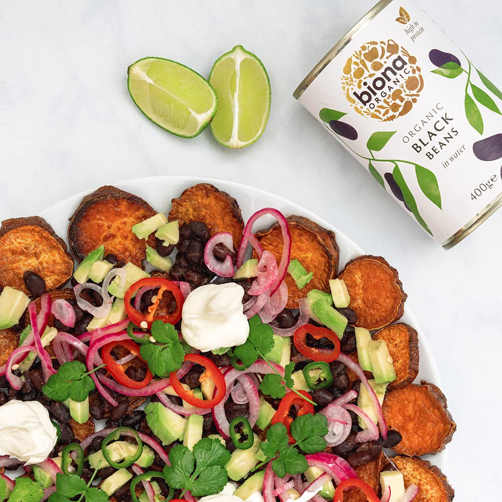 Biona Bio Schwarze Bohnen 400g, 4er Pack - In Wasser vorgekocht, BPA-freie Dosen 4