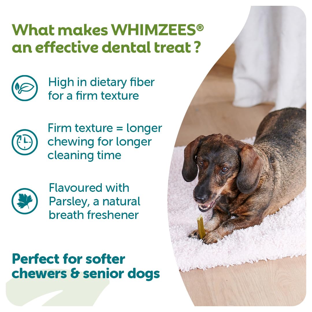 WHIMZEES Softer Dog Dental Stix - Size S, 28 Count | 35% Softer Chews for Seniors | Parsley Flavored 5