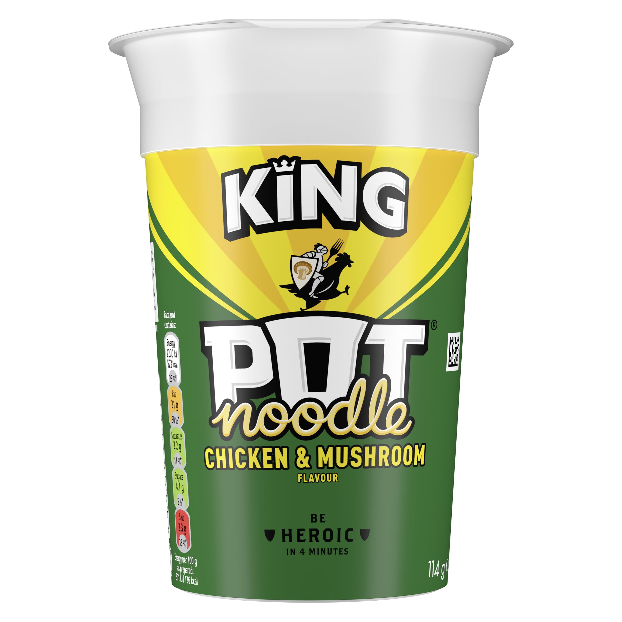 Pot Noodle King Chicken & Mushroom Instant Noodle Snack 114g