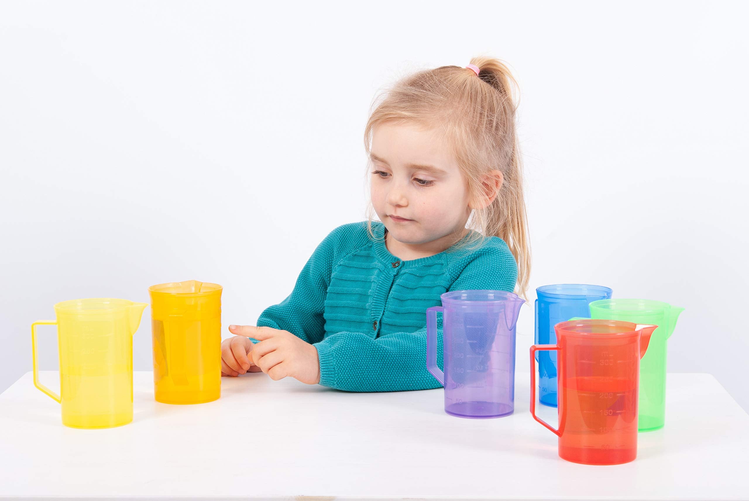 TickiT 6 Piece Translucent Colour Jug Set - Educational Sand & Water Play Cups for Toddlers 5