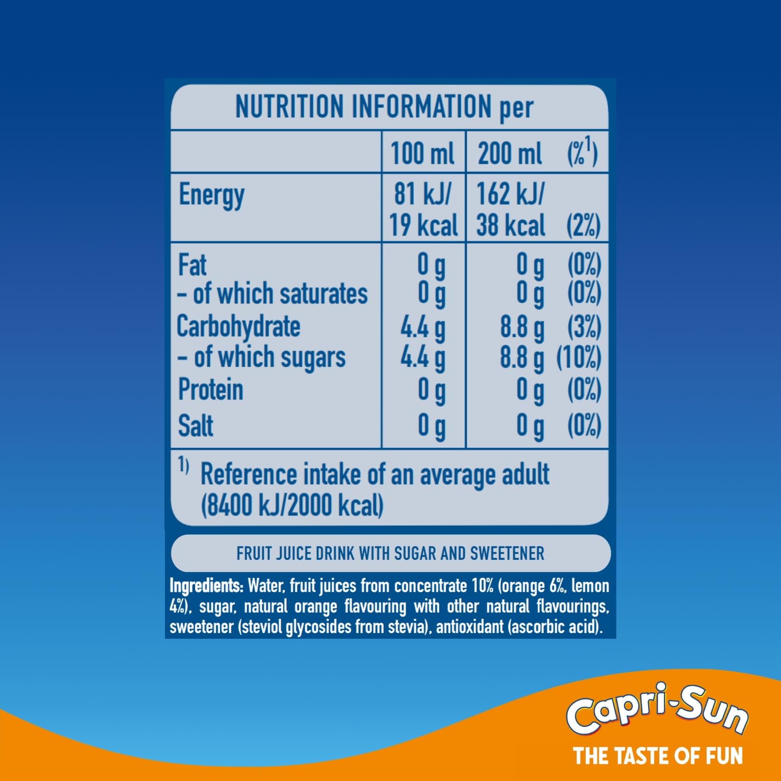 Capri-Sun Orange Fruit Juice Drink - 8 x 200 ml Pouches 7