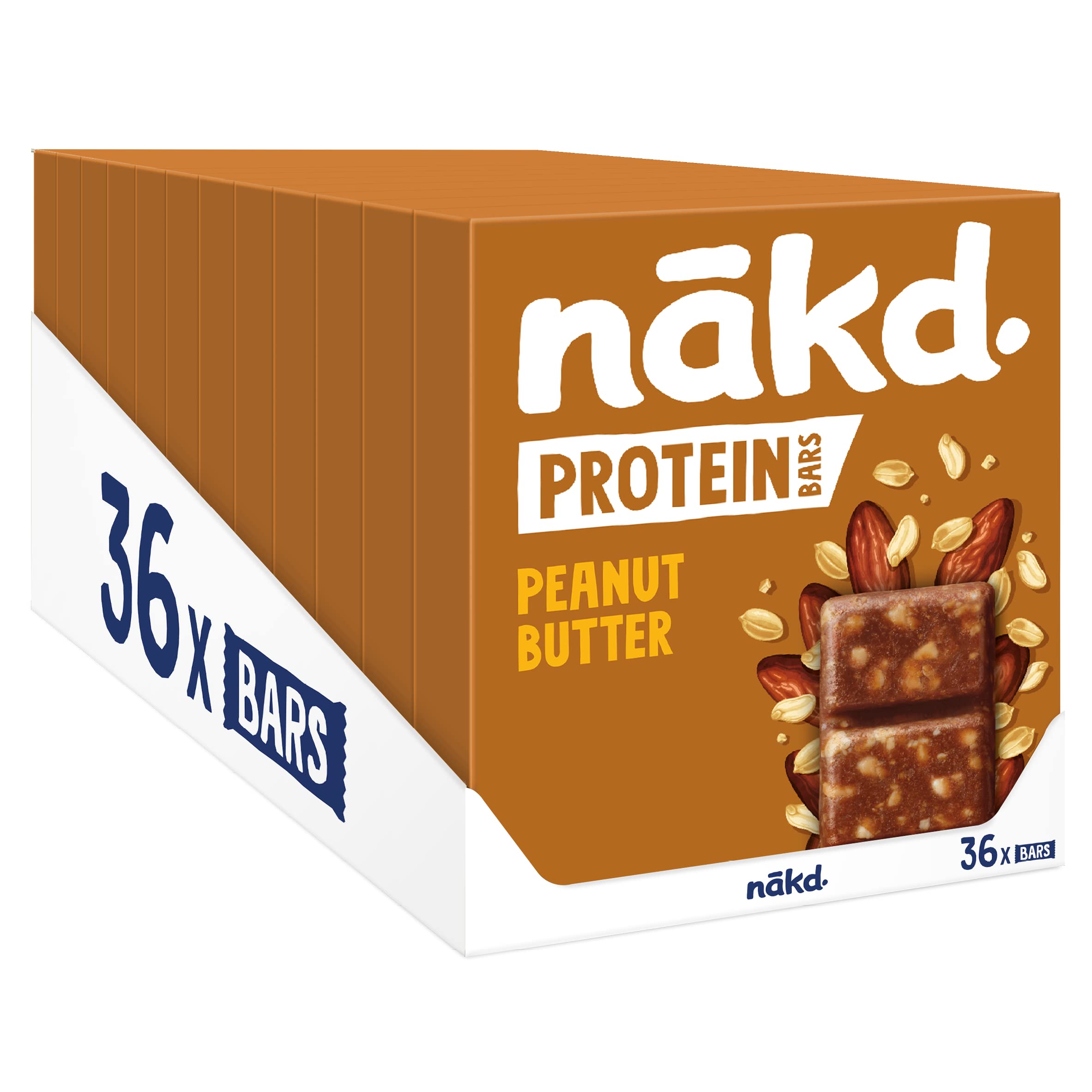 Nakd Protein Bars Peanut Butter - 7g Plant-Based Protein | 100% Natural, Gluten & Dairy Free | 36 Count