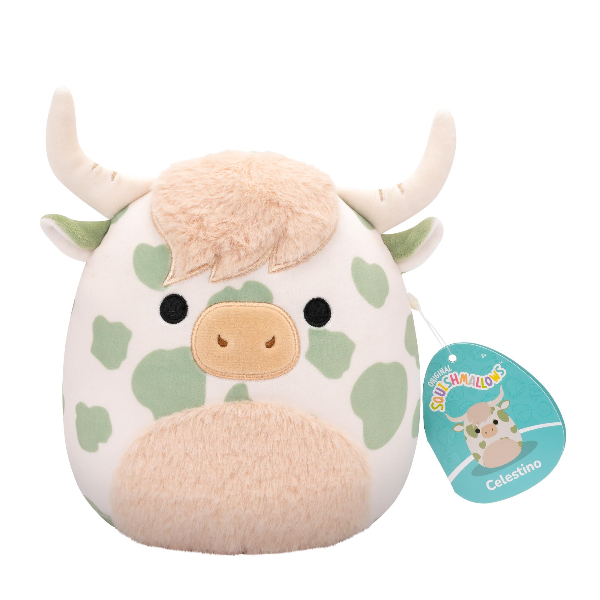 Squishmallows Original 7.5 Inch Plush - Celestino the Sage Green Spotted Highland Cow 5
